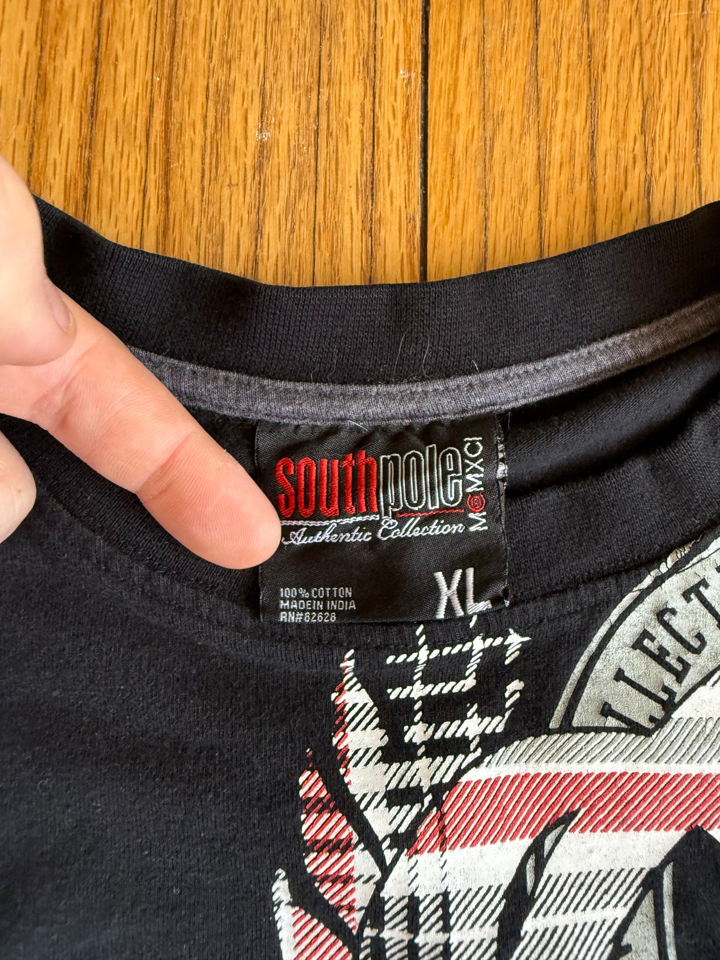 Vintage Y2K South Pole Black Embossed Logo T-Shirt- L