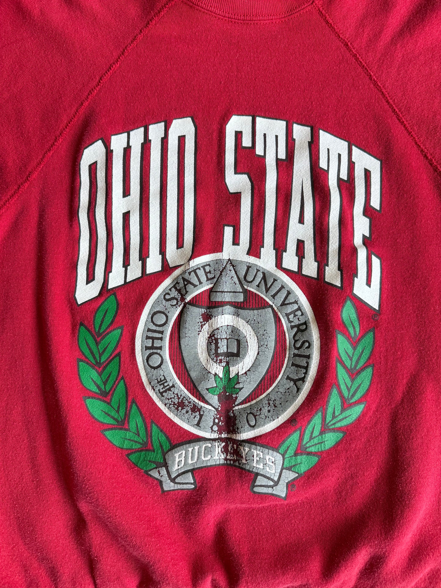 Vintage Ohio State University Buckeyes Distressed Red Crewneck Sweatshirt- S