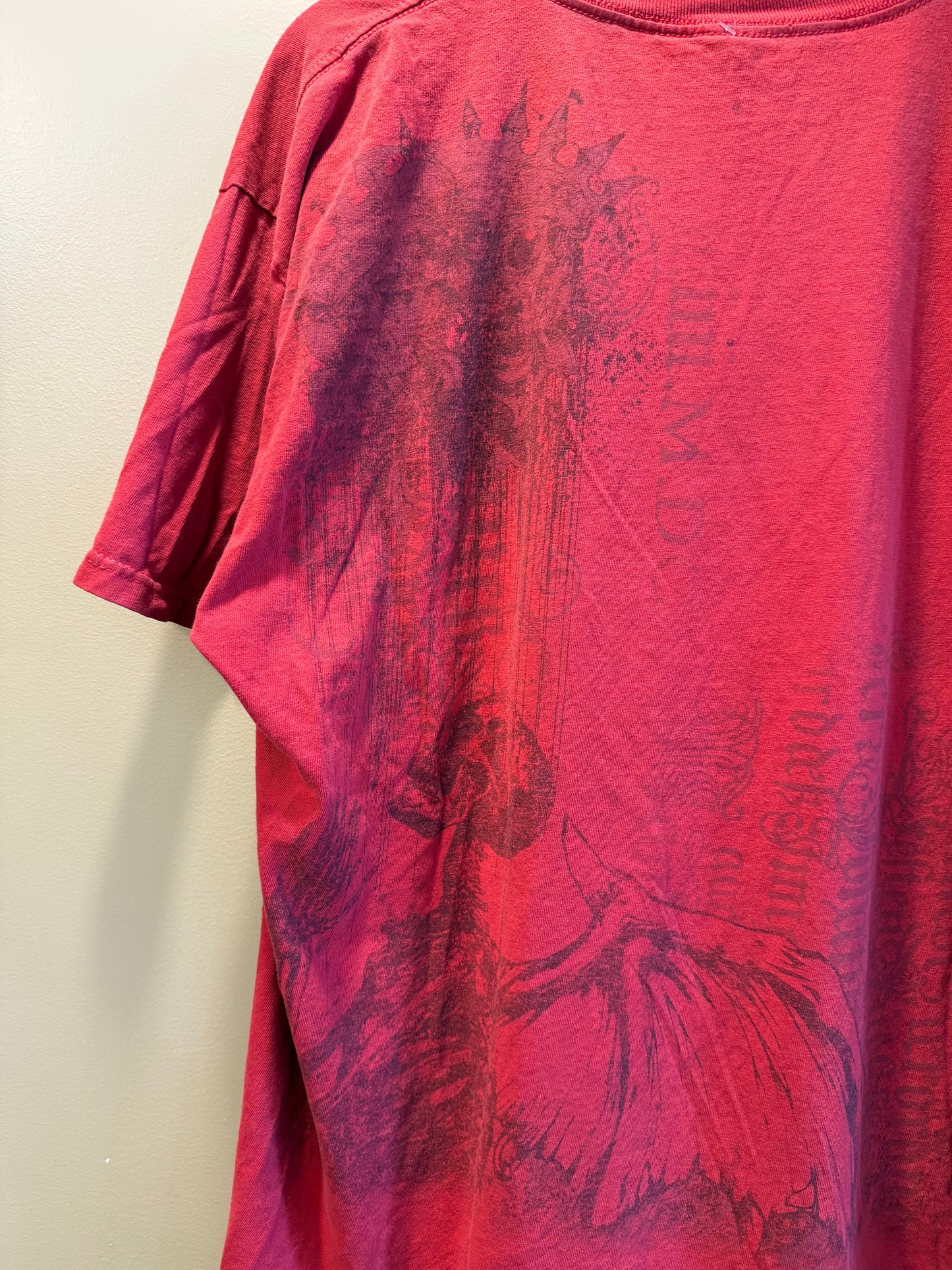 Vintage Y2K Red Bat Skull T-Shirt- XL