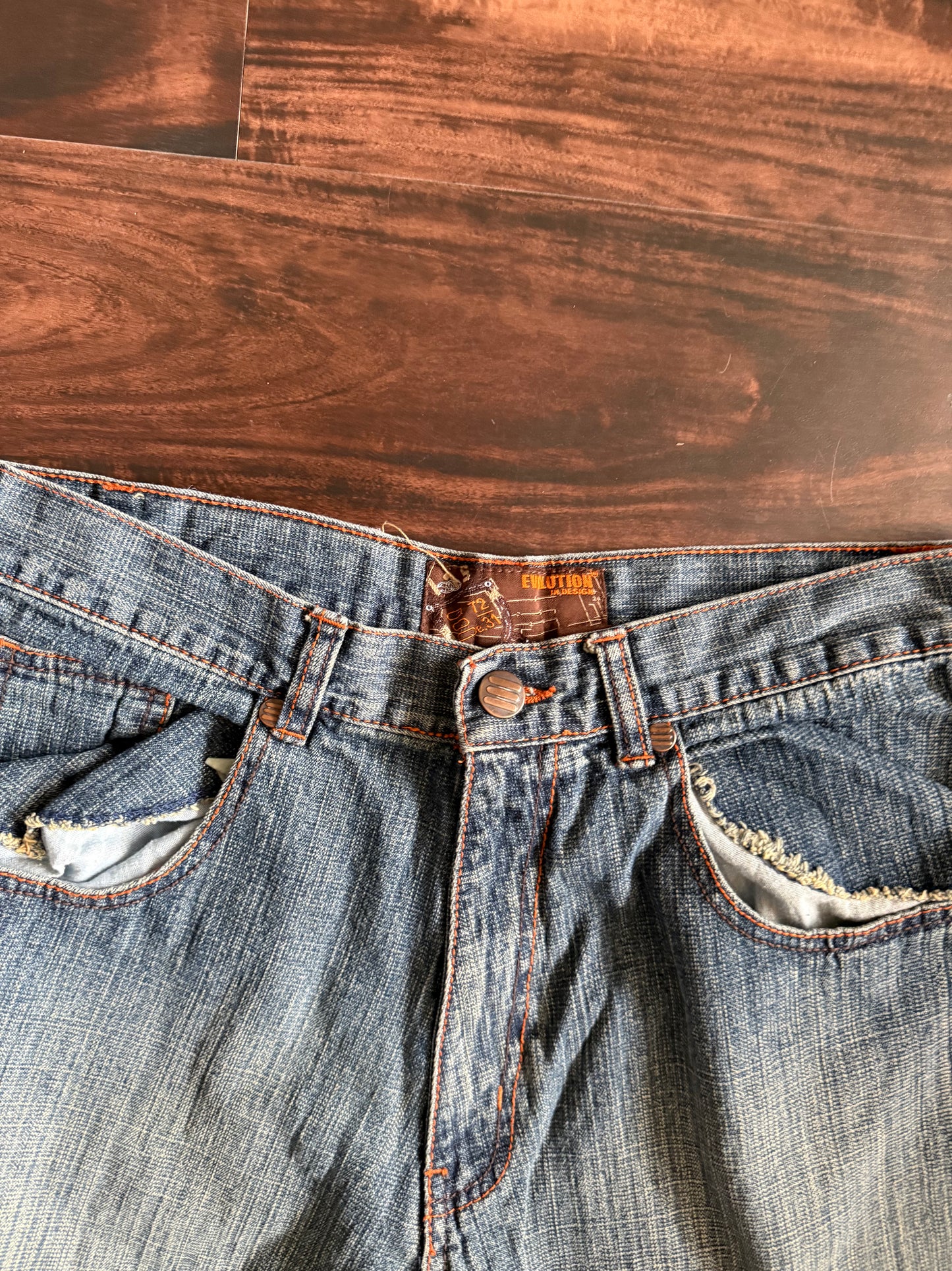 Vintage Y2K Evolution Embroidered Denim Jean Shorts- 34