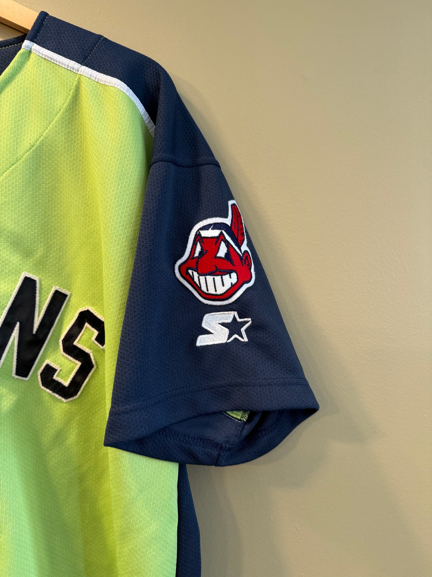 Vintage Starter Cleveland Indians Green & Blue Alternate Baseball Jersey- L