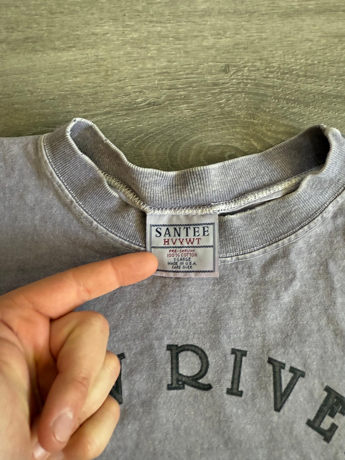 Vintage Faded Purple Rivermen Heavyweight Cotton T-Shirt- XL