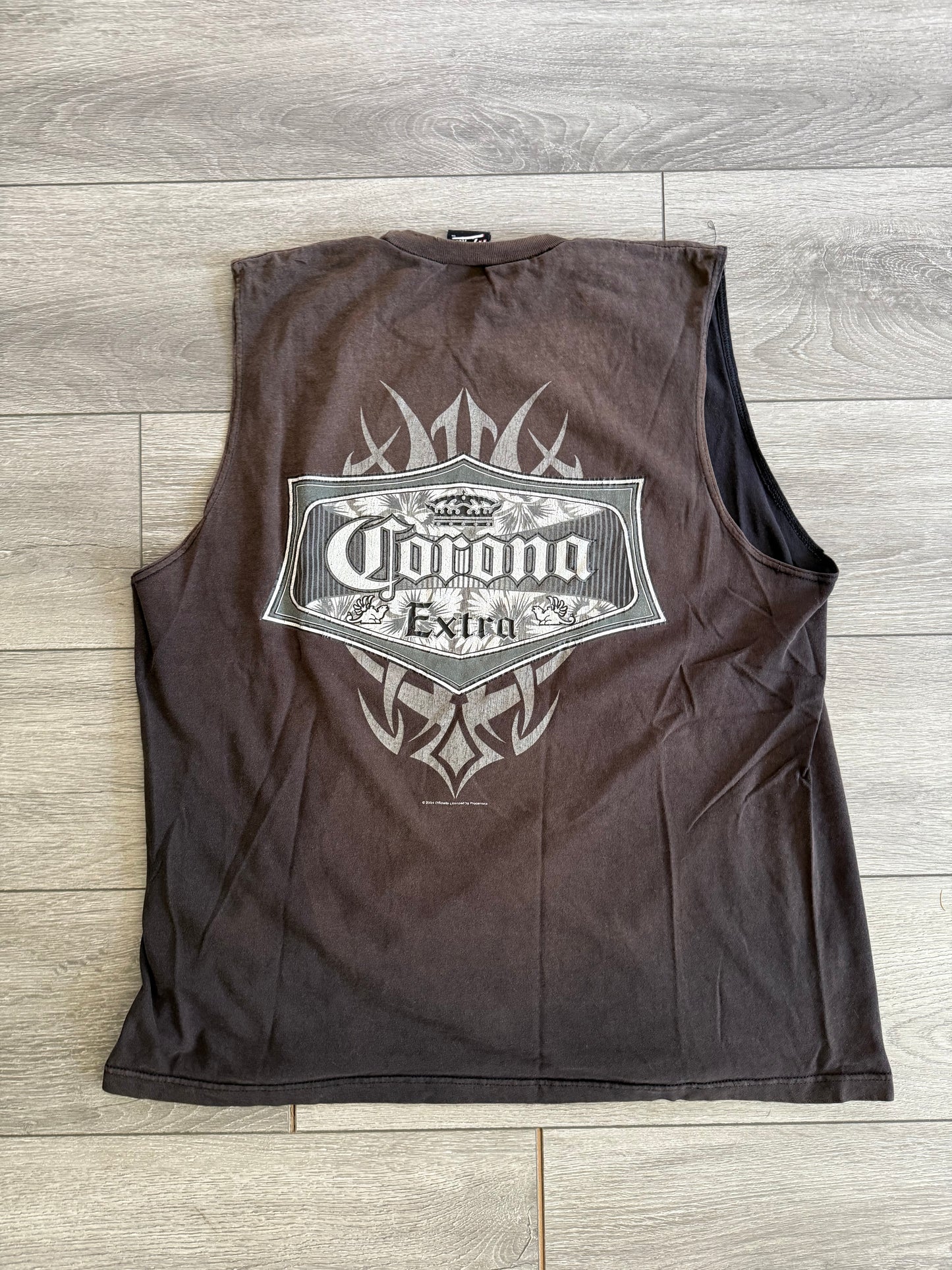 Vintage Y2K Corona Extra Sun Faded Black Tank Top- XL