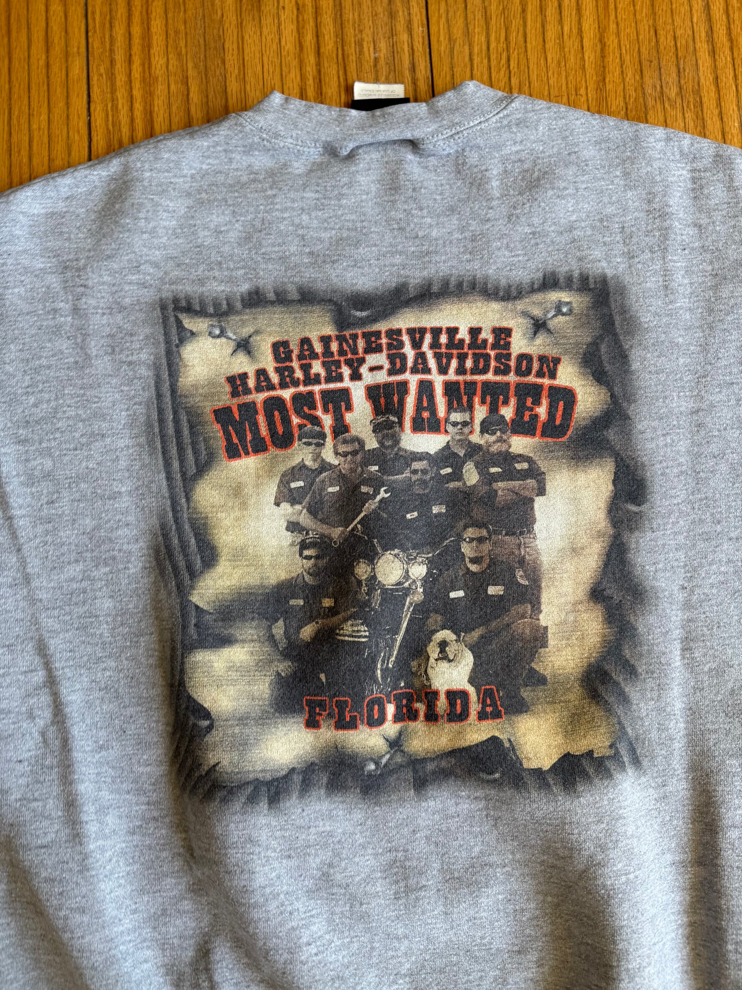 Vintage Harley Davidson Motorcycles Most Wanted Gray Crewneck Sweatshirt- L