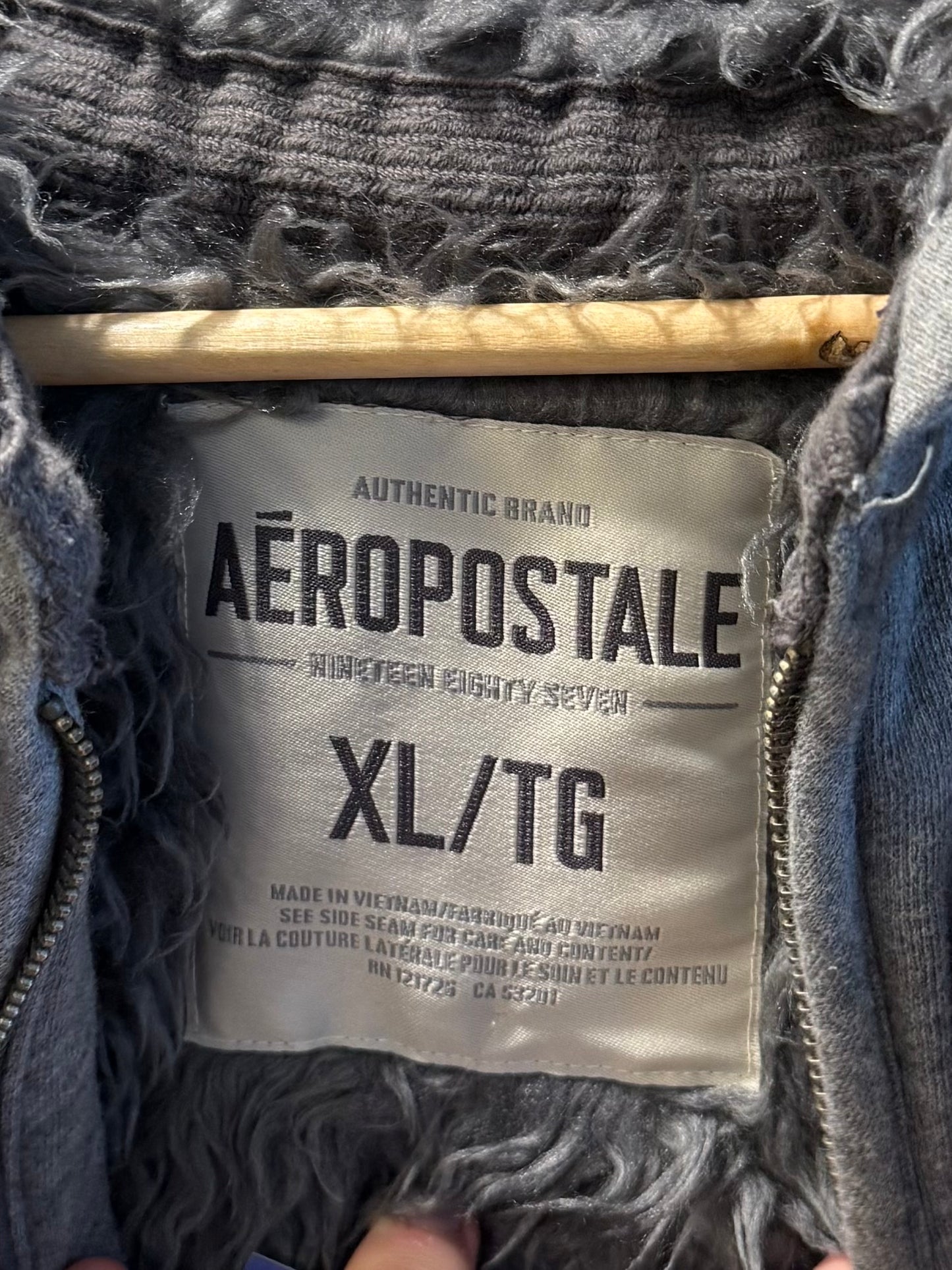 Vintage Aeropostale Fur Lined Heavy Zip-Up Hoodie Sweatshirt- XL