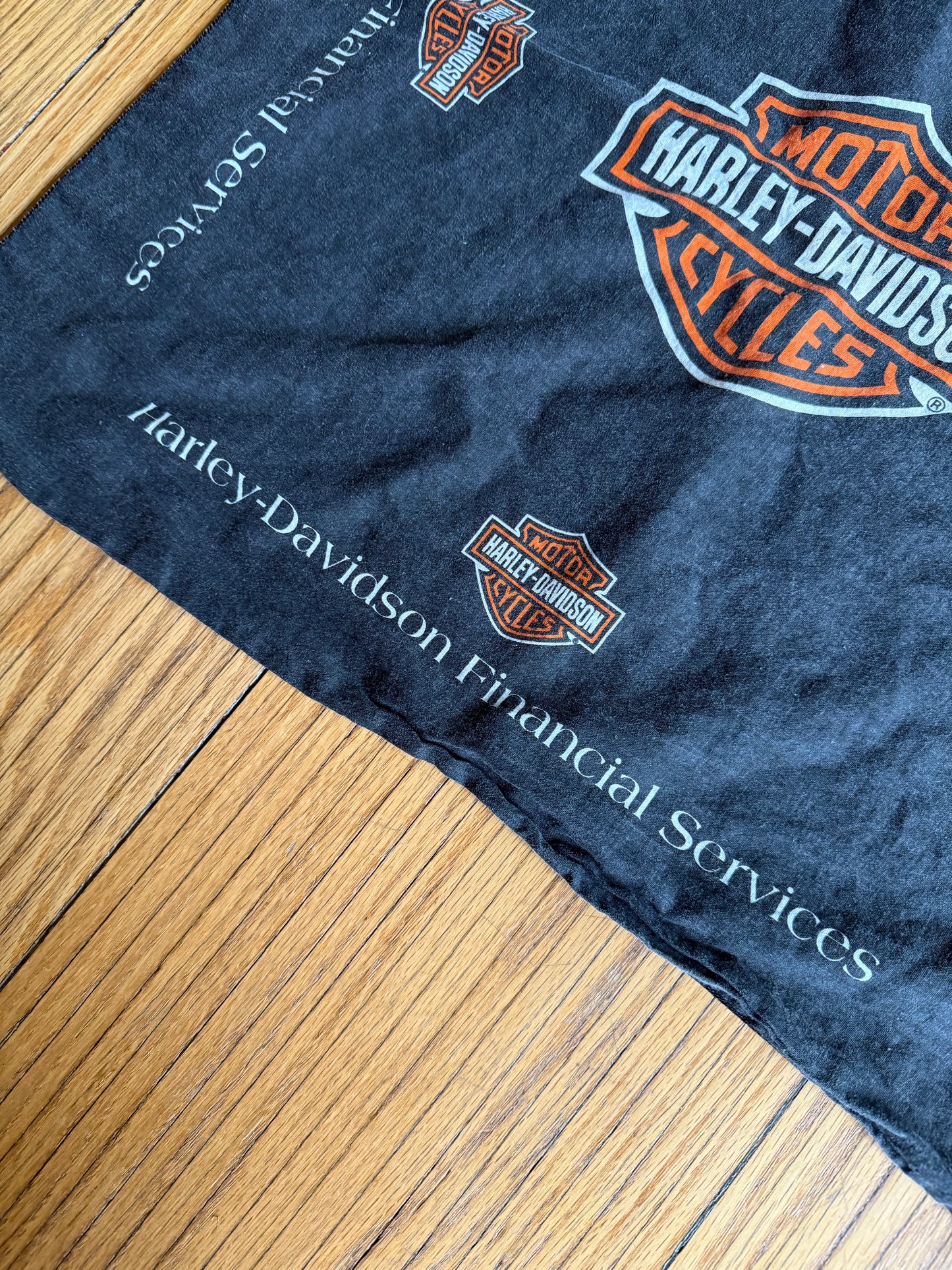 Vintage Harley Davidson Motorcycles Financial Services Black Logo Bandana