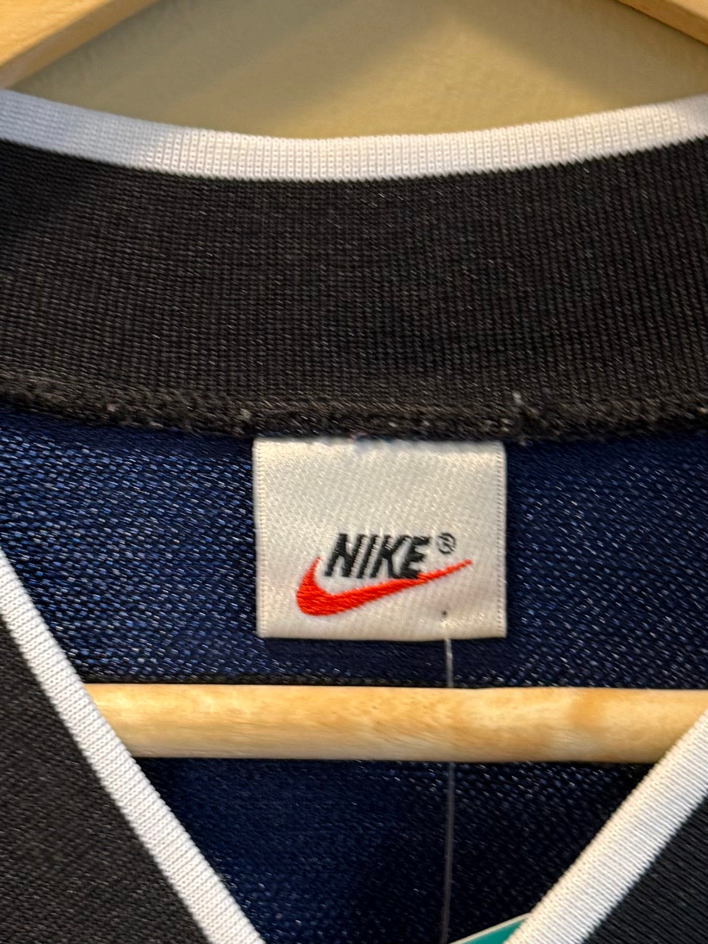 TTT Nike Navy Blue Striped Football Soccer Jersey- L