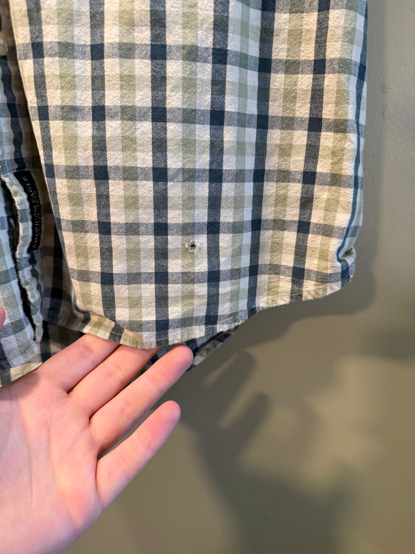 Vintage American Eagle Outfitters Checkered Green Button-Up Shirt- XL