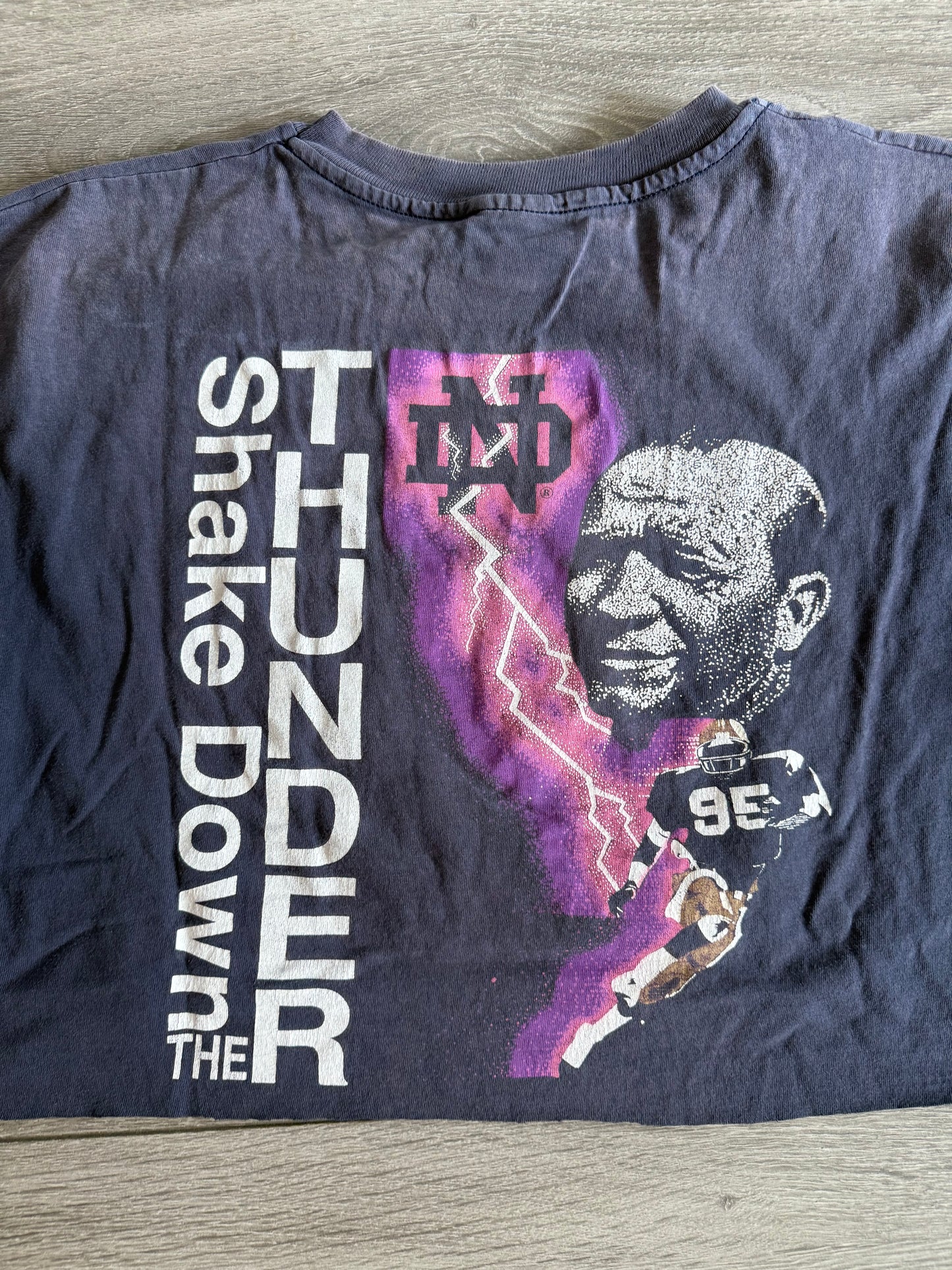 Vintage Champion Notre Dame Football Faded Cropped T-Shirt- XL