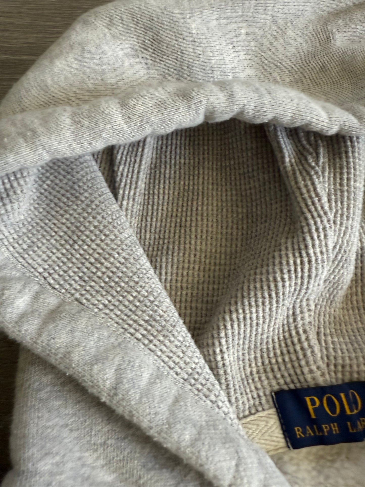 Vintage Polo Ralph Lauren Waffle Lined Heavyweight Gray Zip-Up Hoodie Sweatshirt- XL