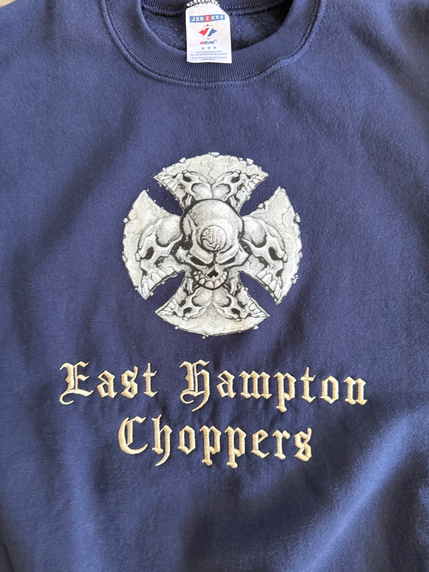 Vintage East Hampton Choppers Navy Blue Crewneck Sweatshirt- M