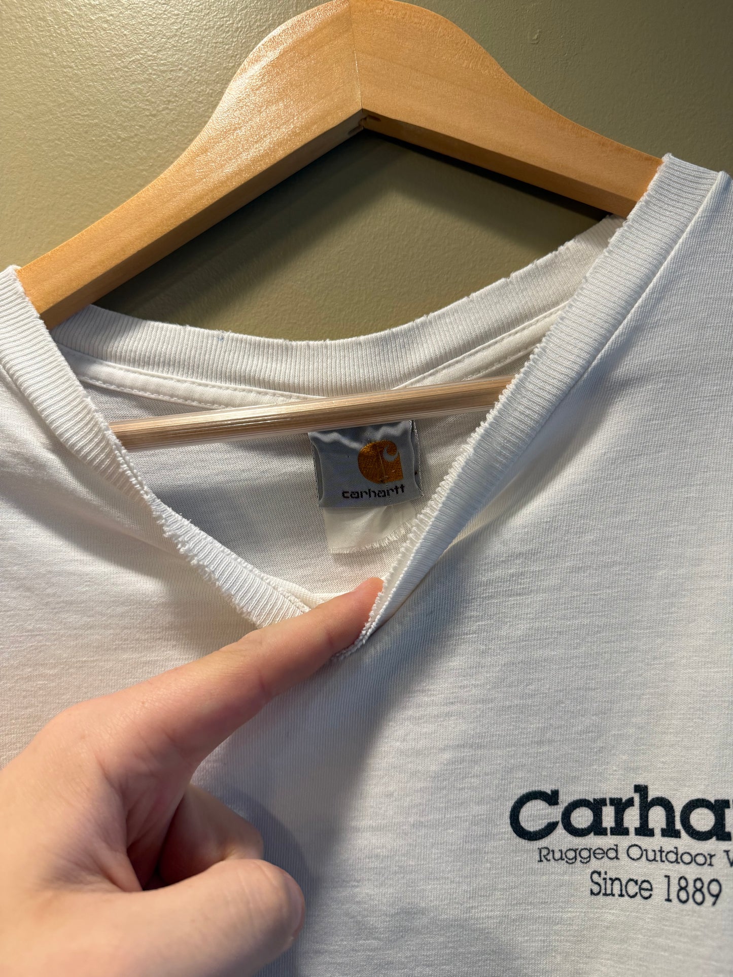 Vintage Carhartt Plain Logo White T-Shirt- XXL