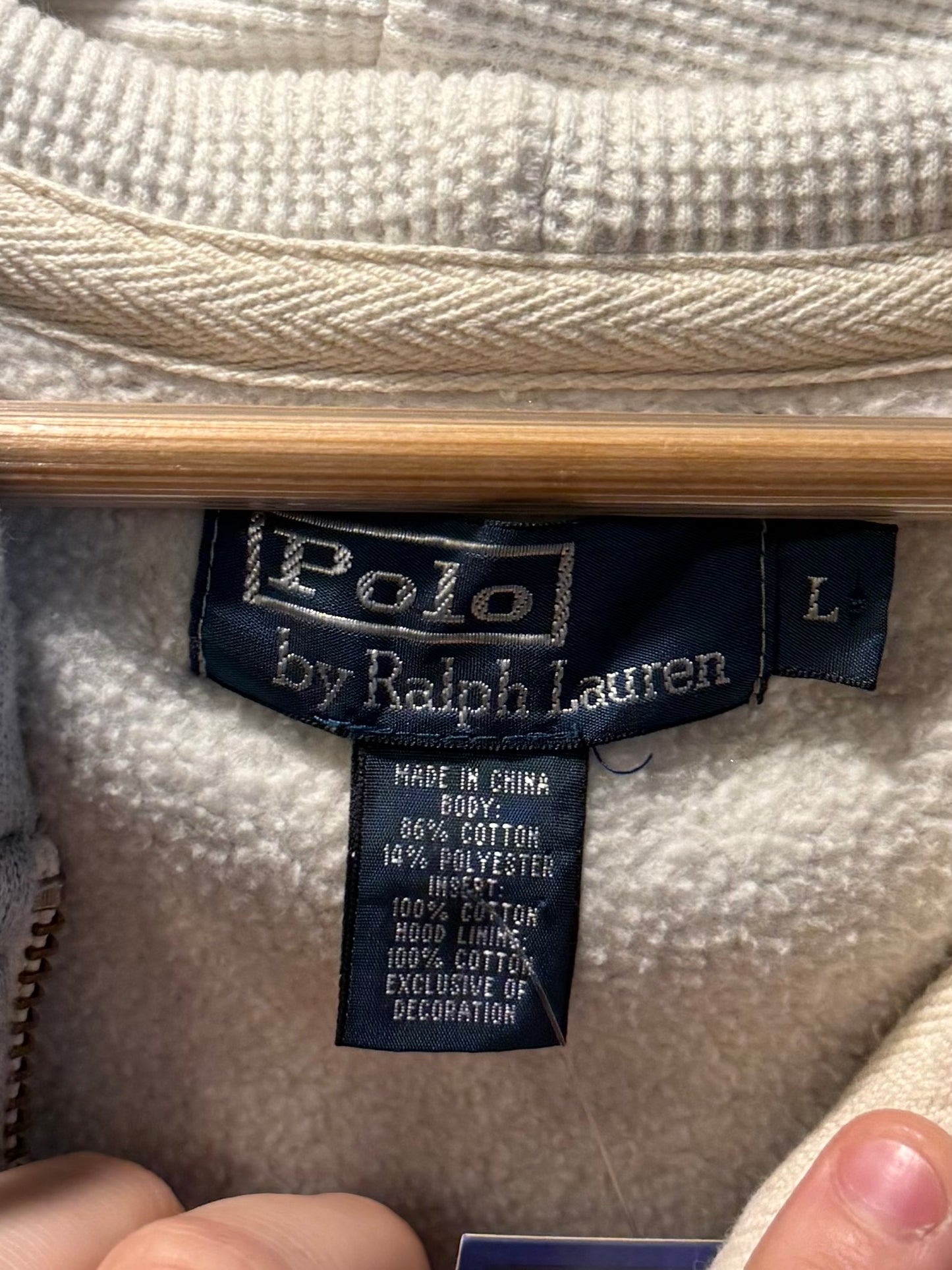 Vintage Polo Ralph Lauren Gray Zip-Up Hoodie Sweatshirt- L