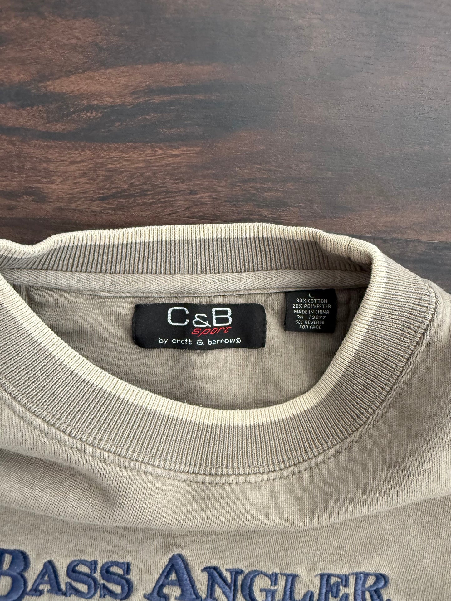 Vintage Bass Angler Tan Crewneck Sweatshirt- L