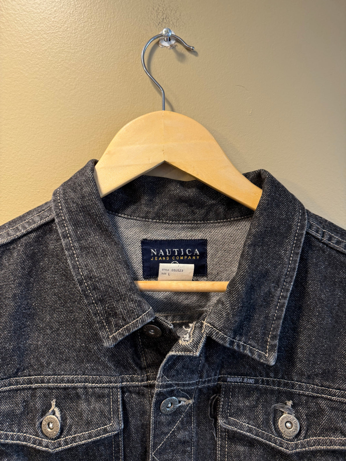 Vintage Nautica Women’s Black Denim Jacket- L