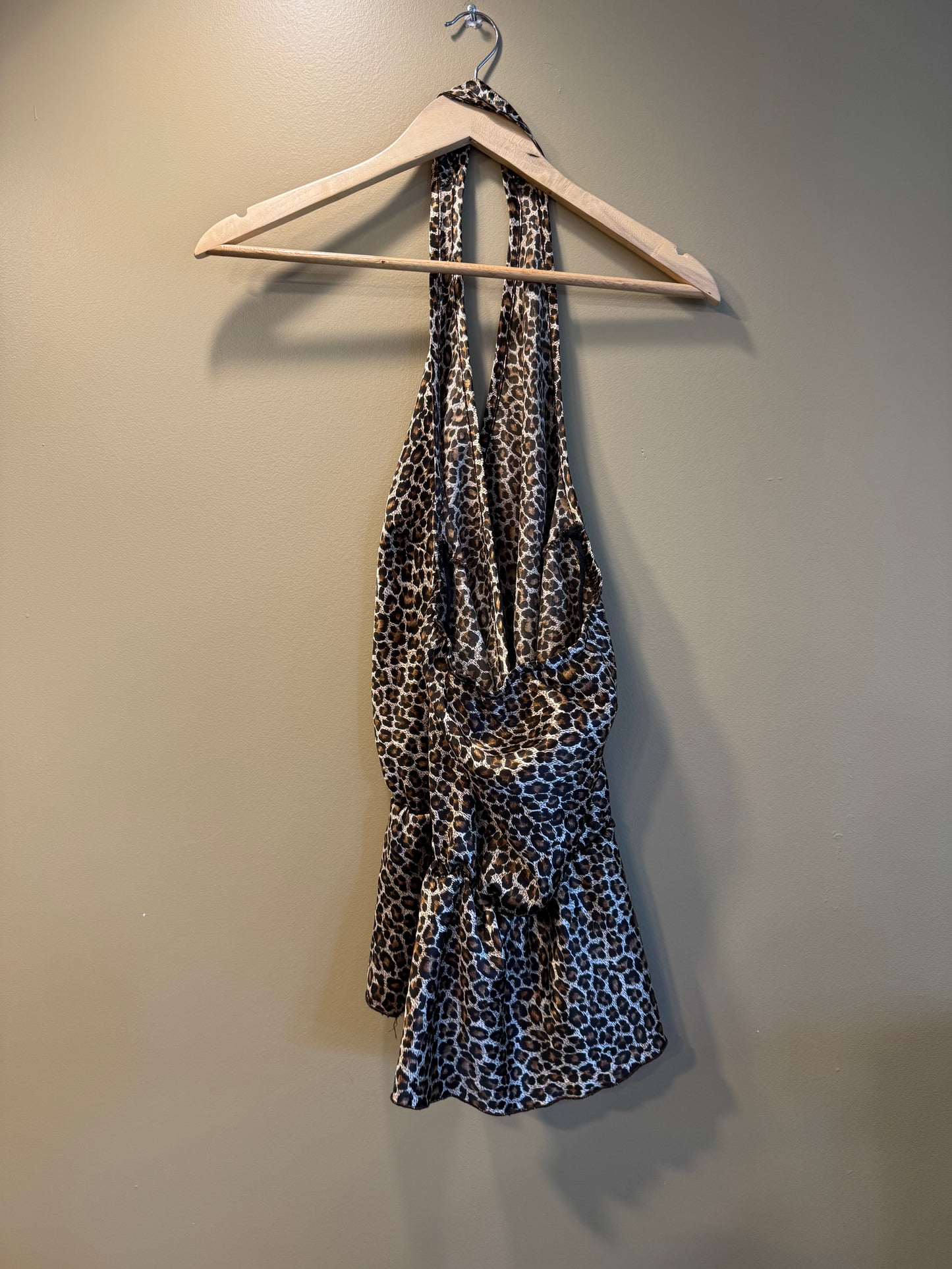 Vintage Y2K Wet Seal Leopard Print Top- M/L