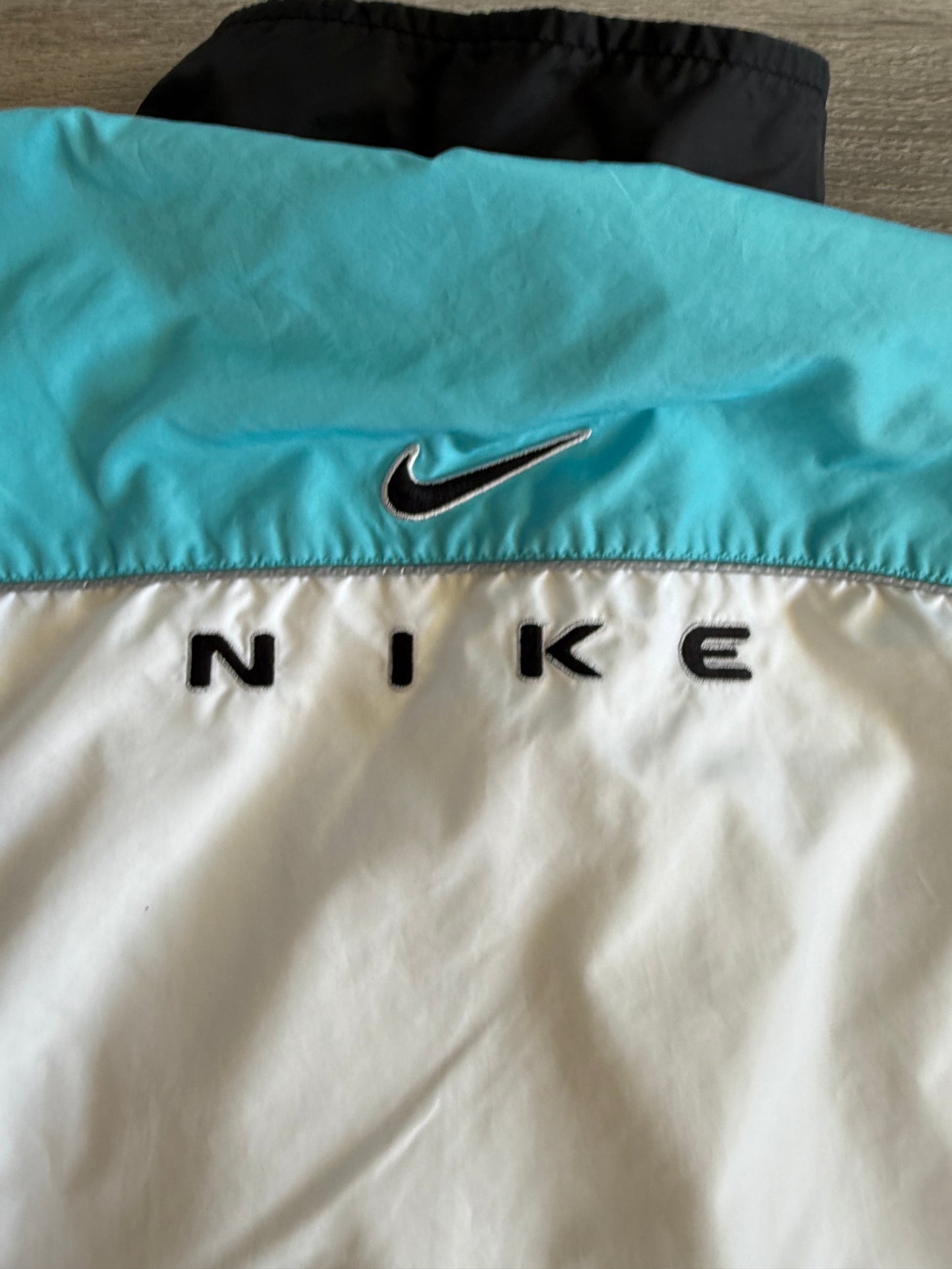 Vintage Nike Tiffany Blue Black & White Windbreaker Jacket- XL