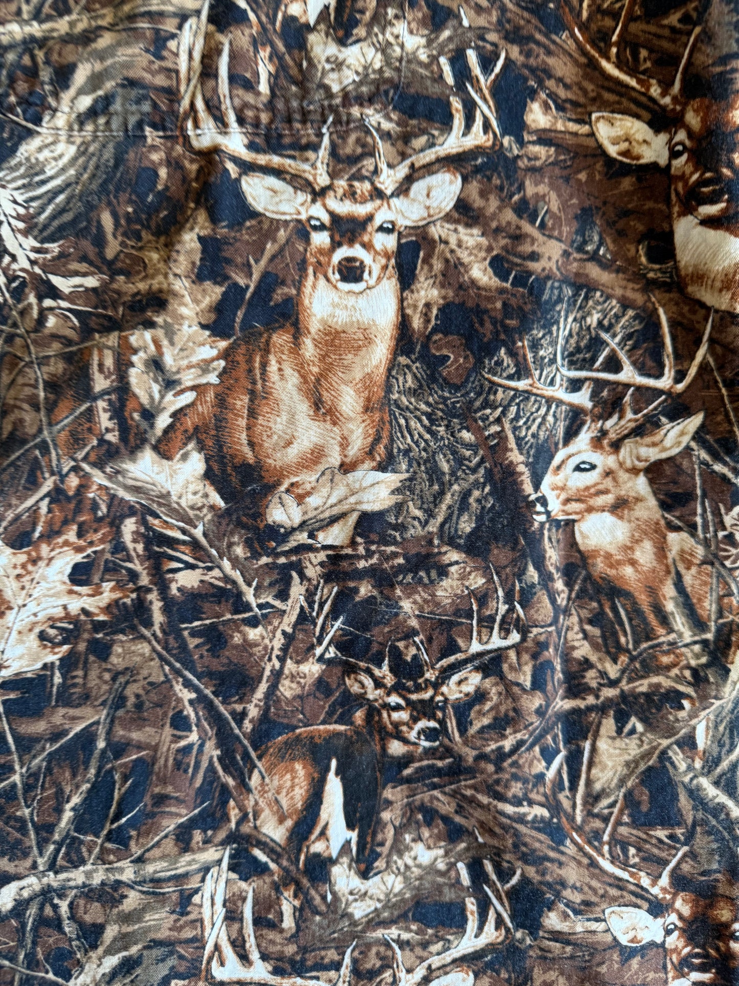 Vintage Deer Real Tree Camouflage Button-Up Long Sleeve Shirt- XL