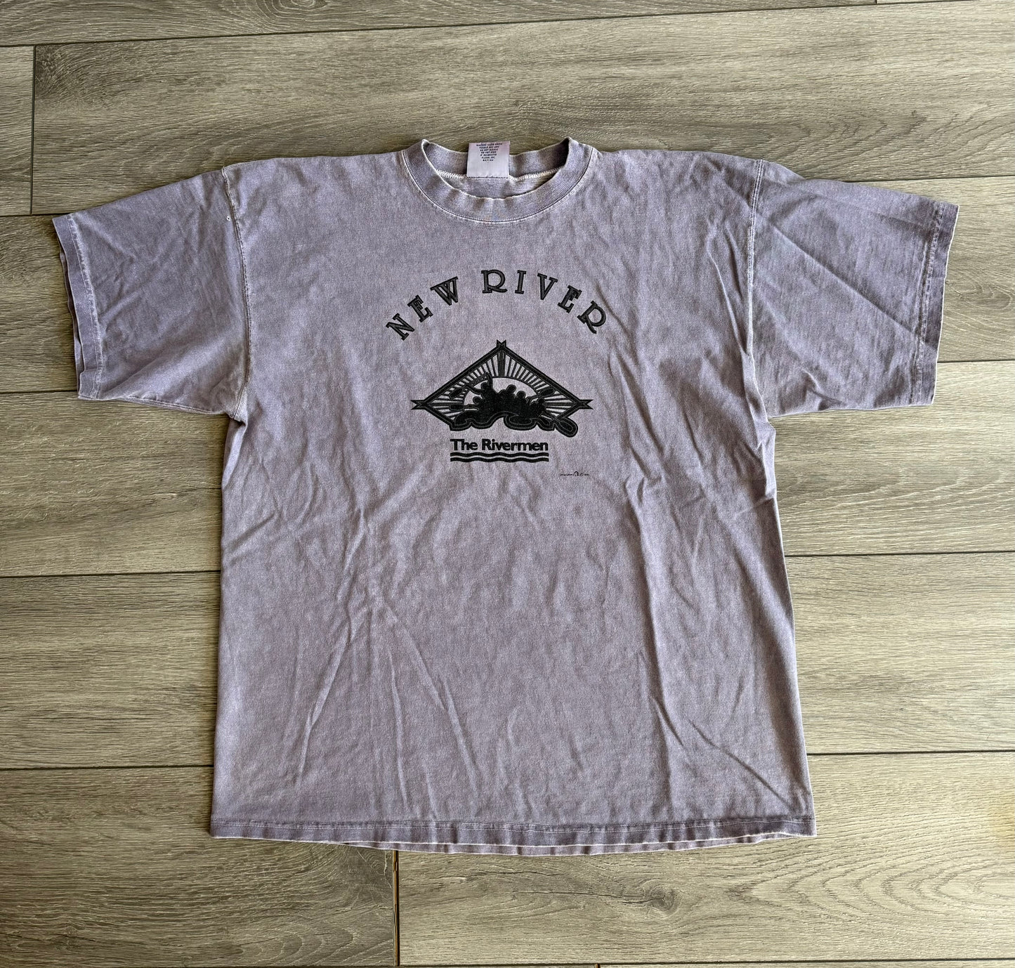 Vintage Faded Purple Rivermen Heavyweight Cotton T-Shirt- XL