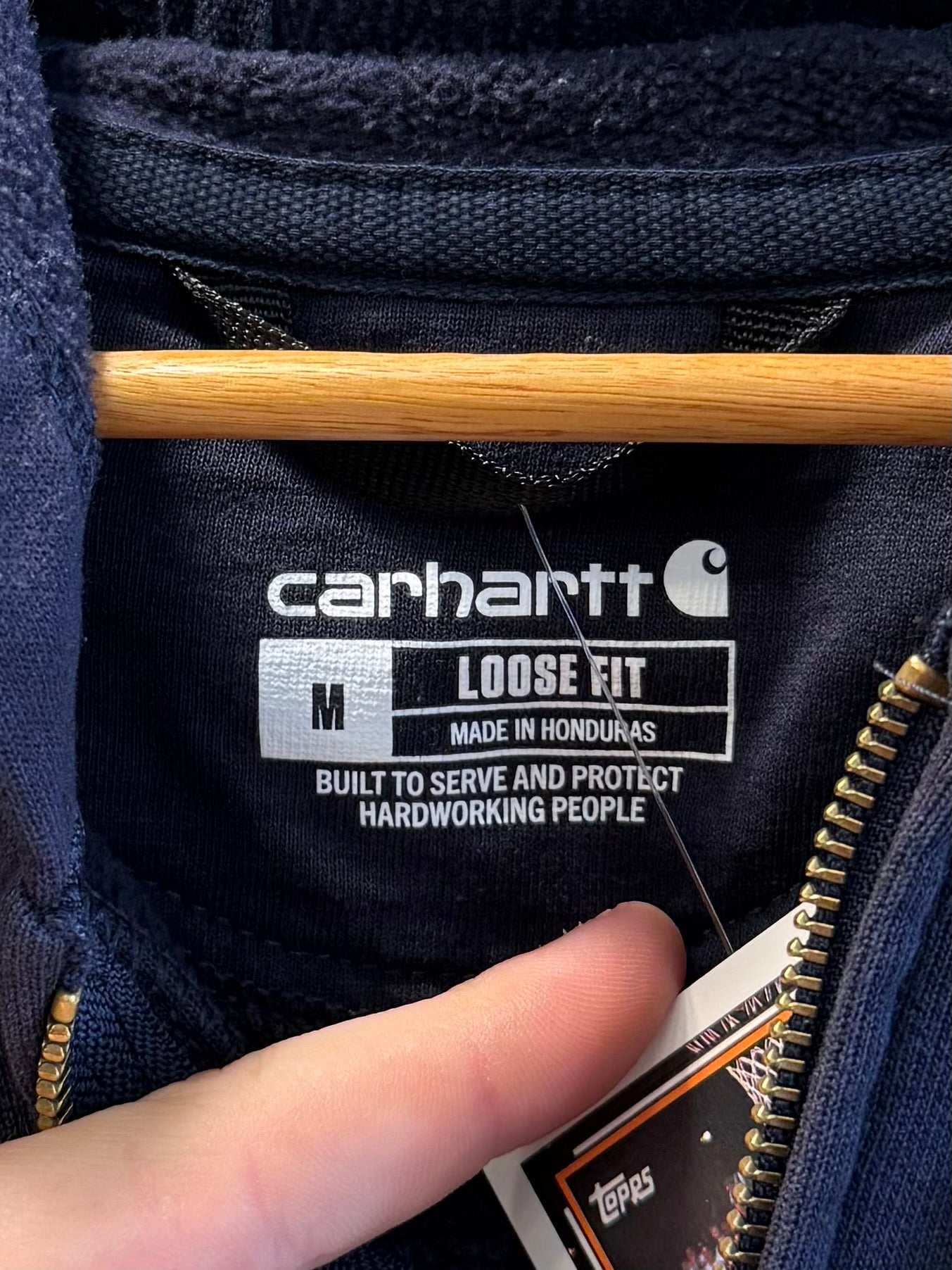 Carhartt Navy Blue Zip-Up Hoodie Sweatshirt- M