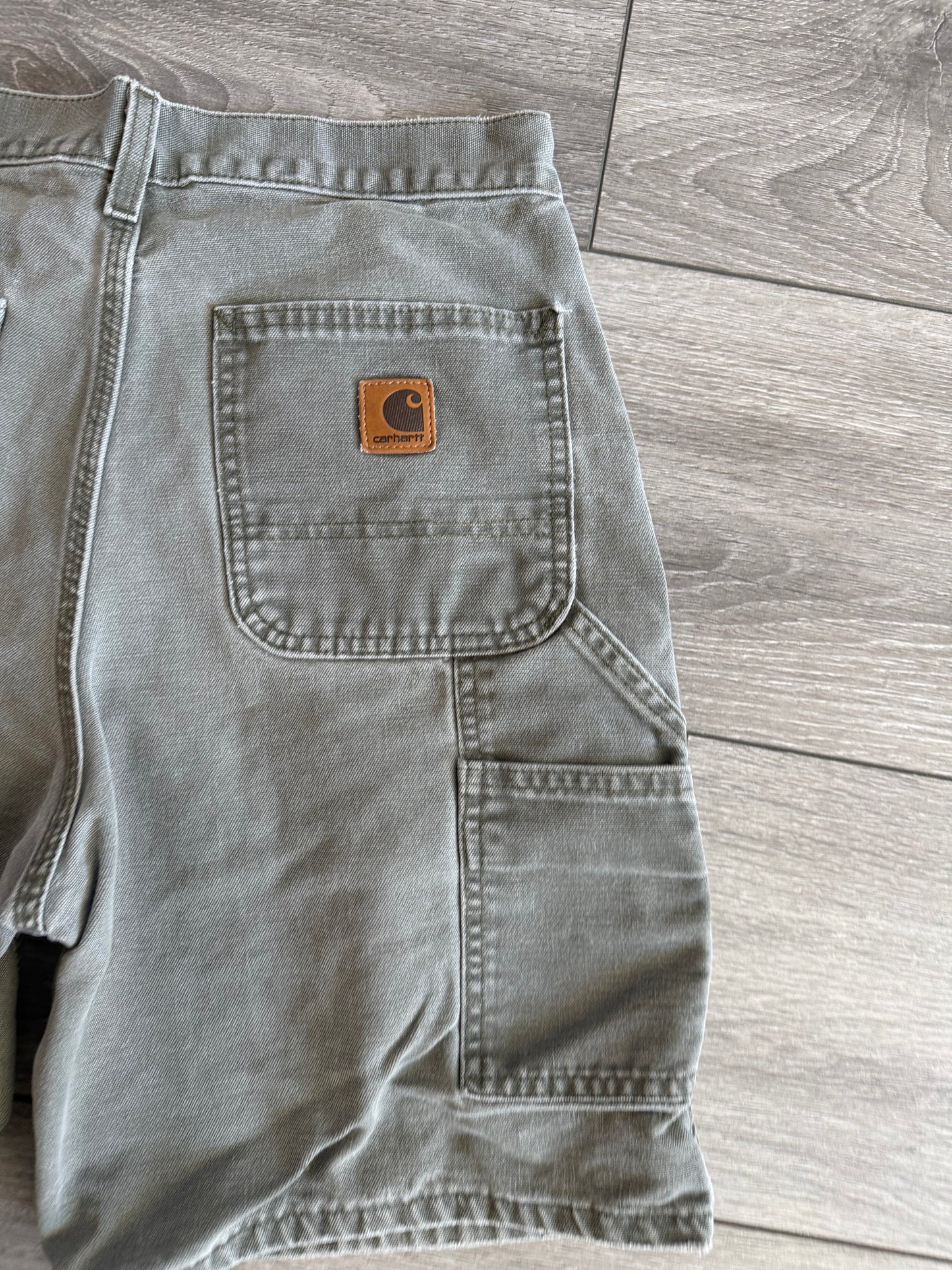 Vintage Carhartt Faded Green Carpenter Cotton Canvas Shorts- 28