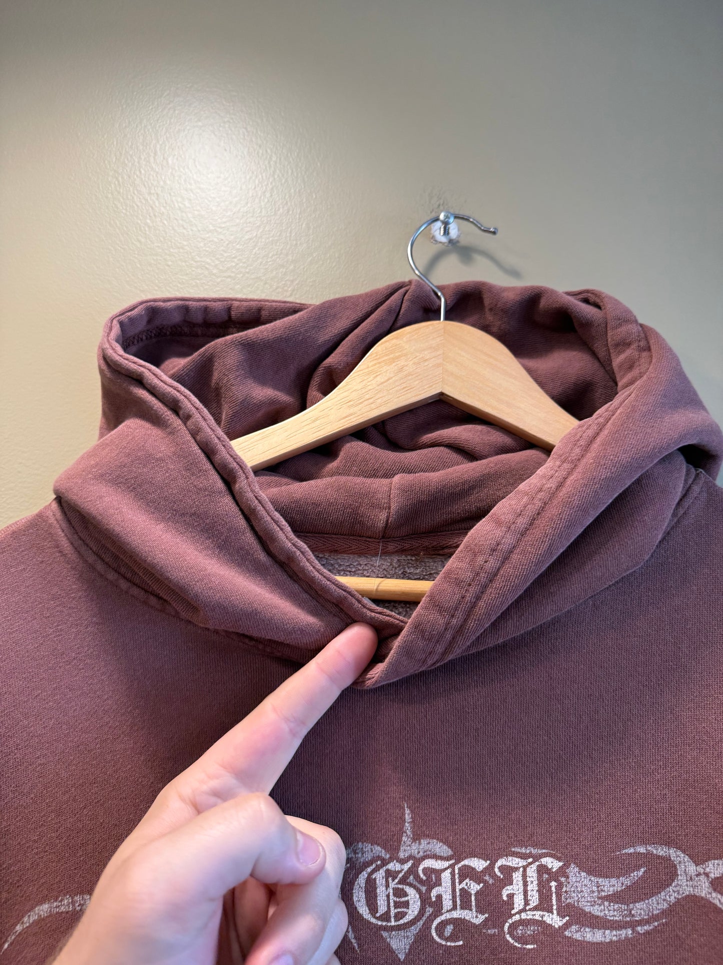 Angel Gothic Print Brown Hoodie Sweatshirt- L