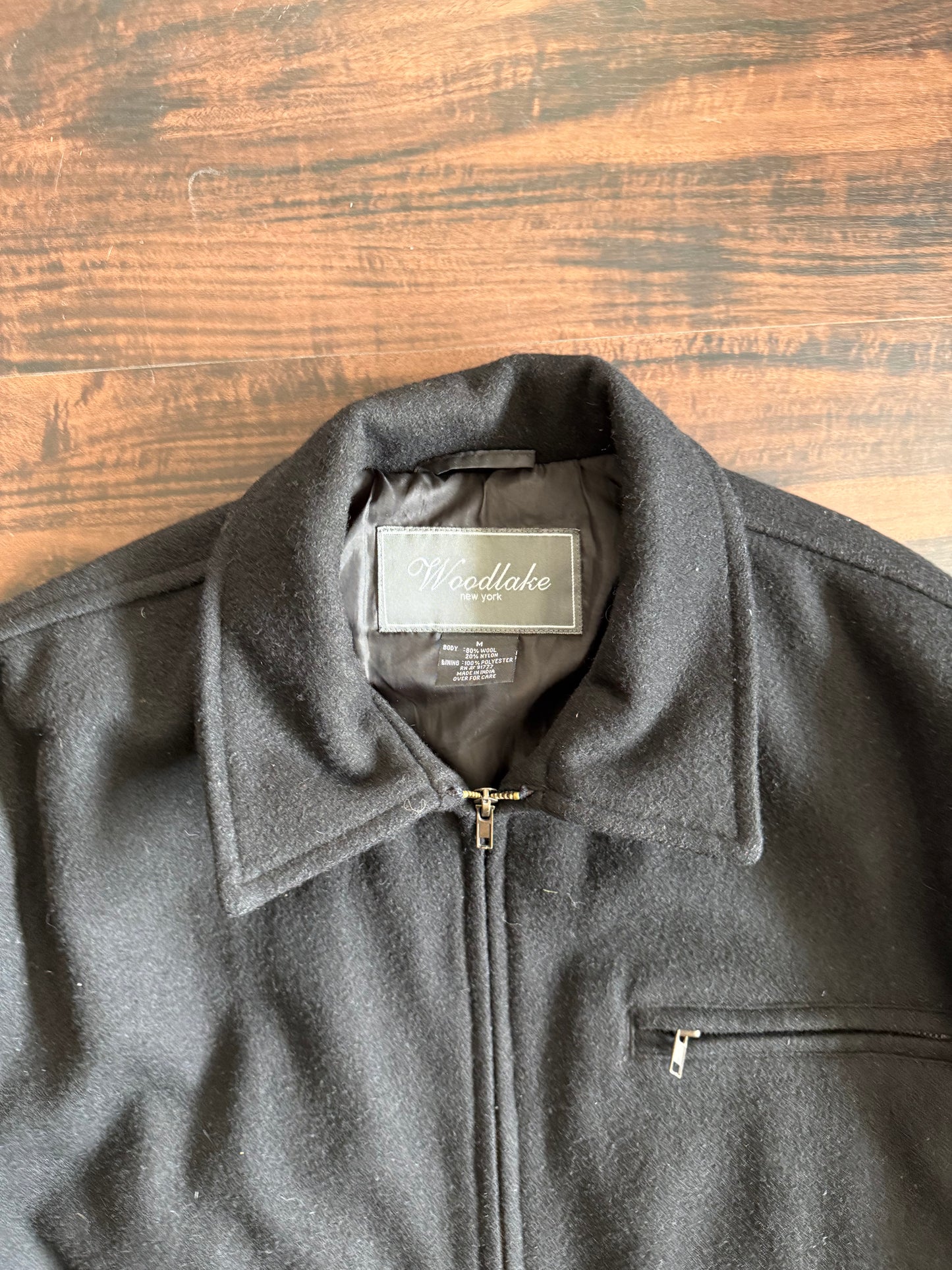 Vintage Woodlake New York Black Wool Zip-Up Jacket- M