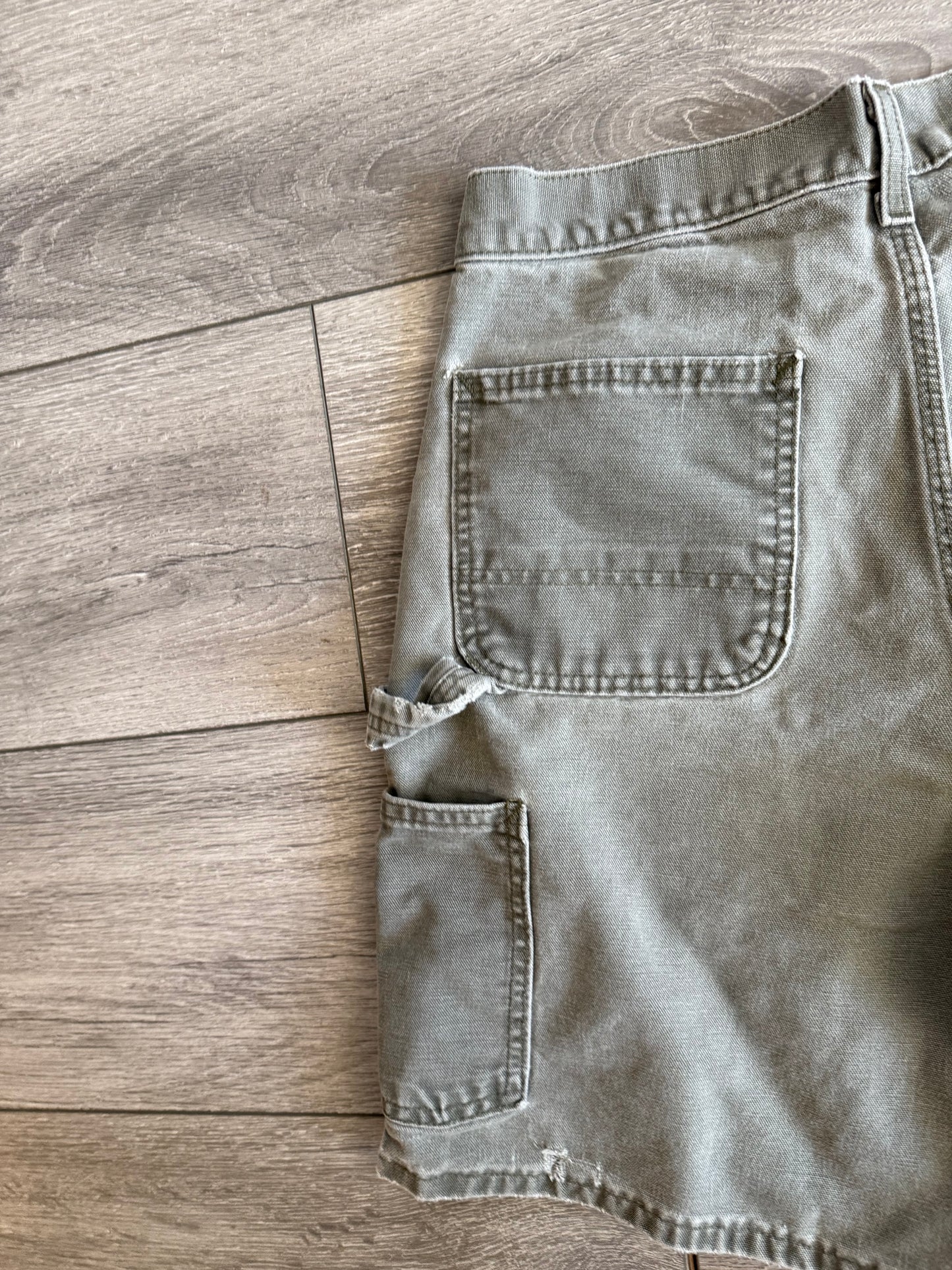Vintage Carhartt Faded Green Carpenter Cotton Canvas Shorts- 28