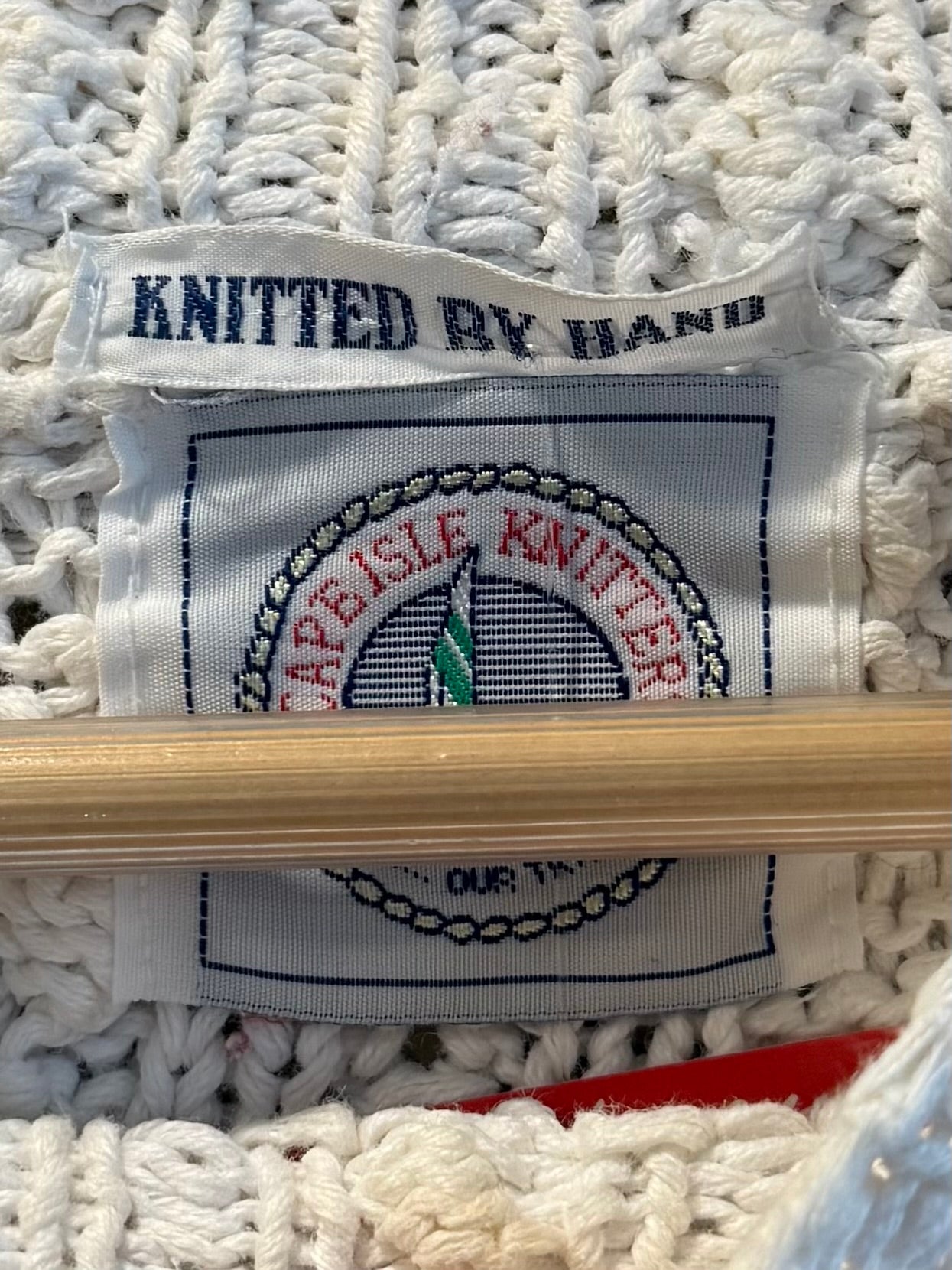 Vintage Cape Island Knitwear White Hand Knit Sweater- M