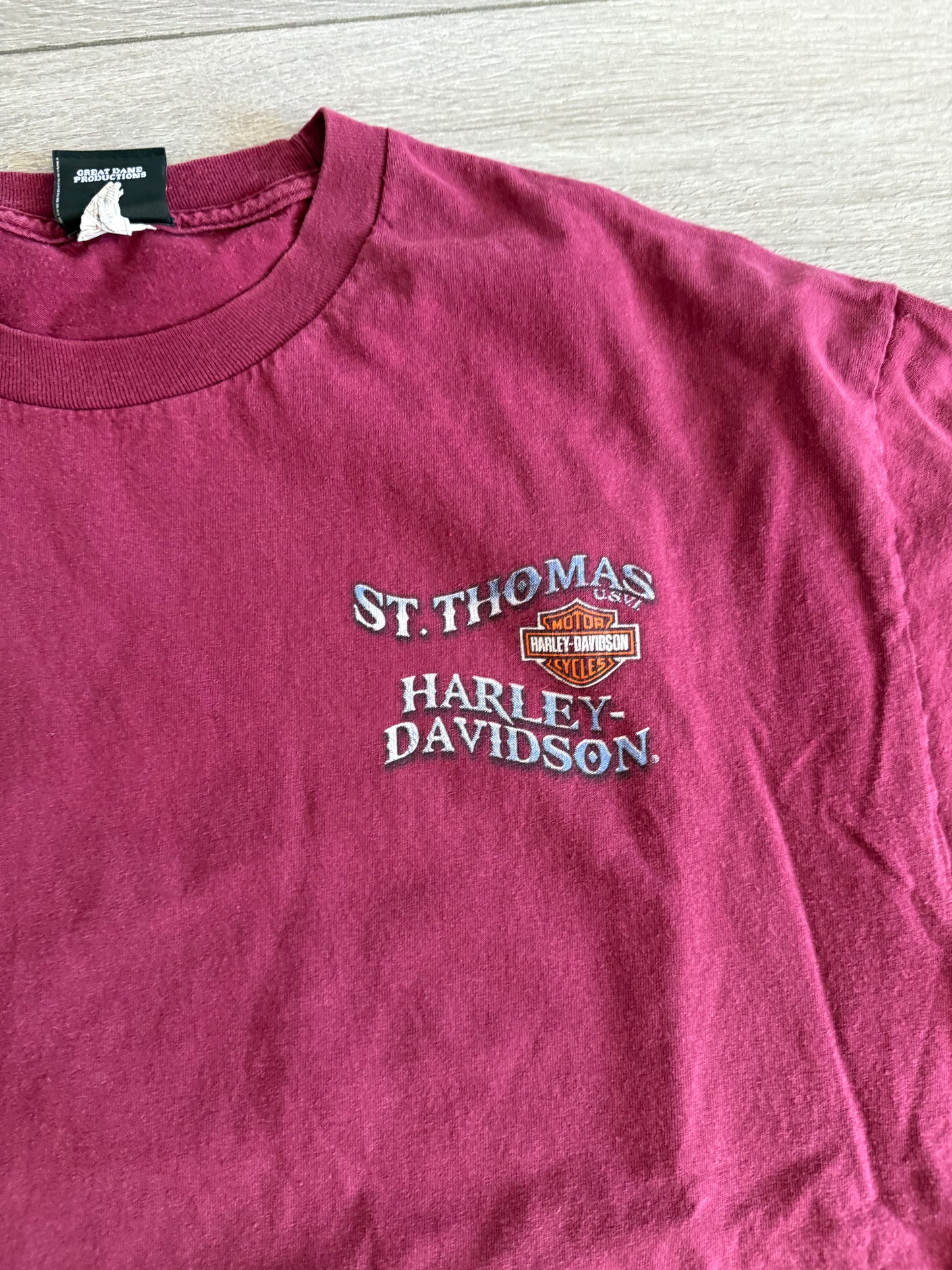 Vintage Harley Davidson Motorcycles St. Thomas Maroon T-Shirt- L