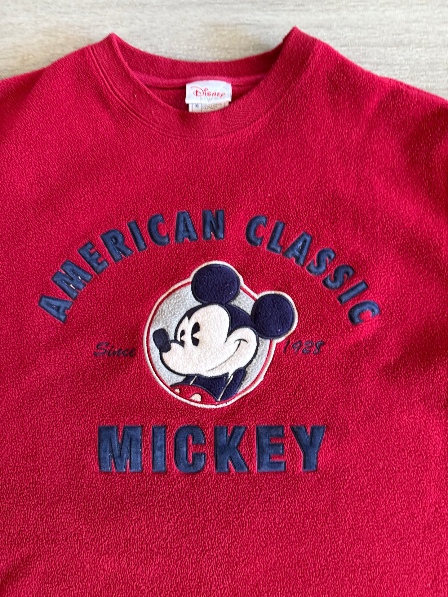 Vintage Disney Mickey Mouse Red Fleece Crewneck Sweatshirt- M