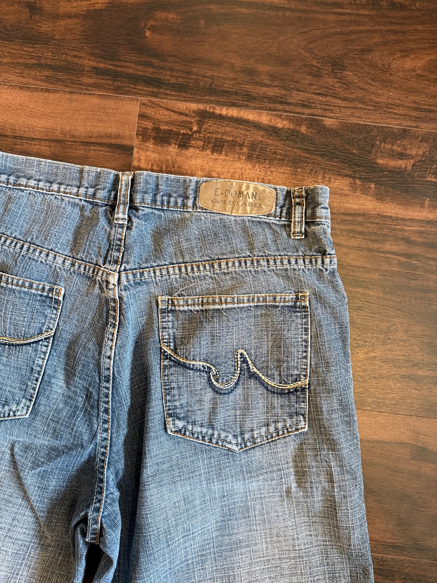 Vintage Eddie Domani Streetwear Embroidered Denim Jean Shorts- 36
