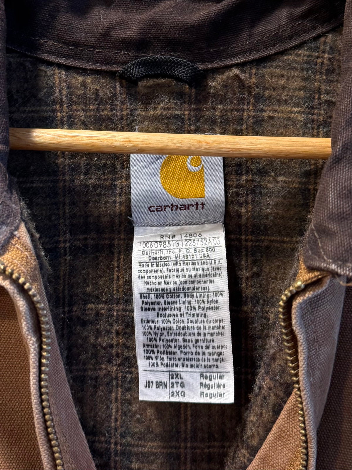 Vintage Carhartt Dark Tan Blanket Lined Detroit Jacket- XXL