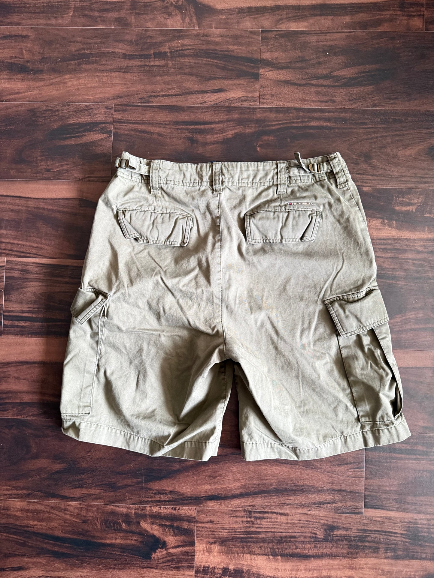 Vintage Y2K Tommy Hilfiger Green Baggy Fit Cargo Shorts- 34