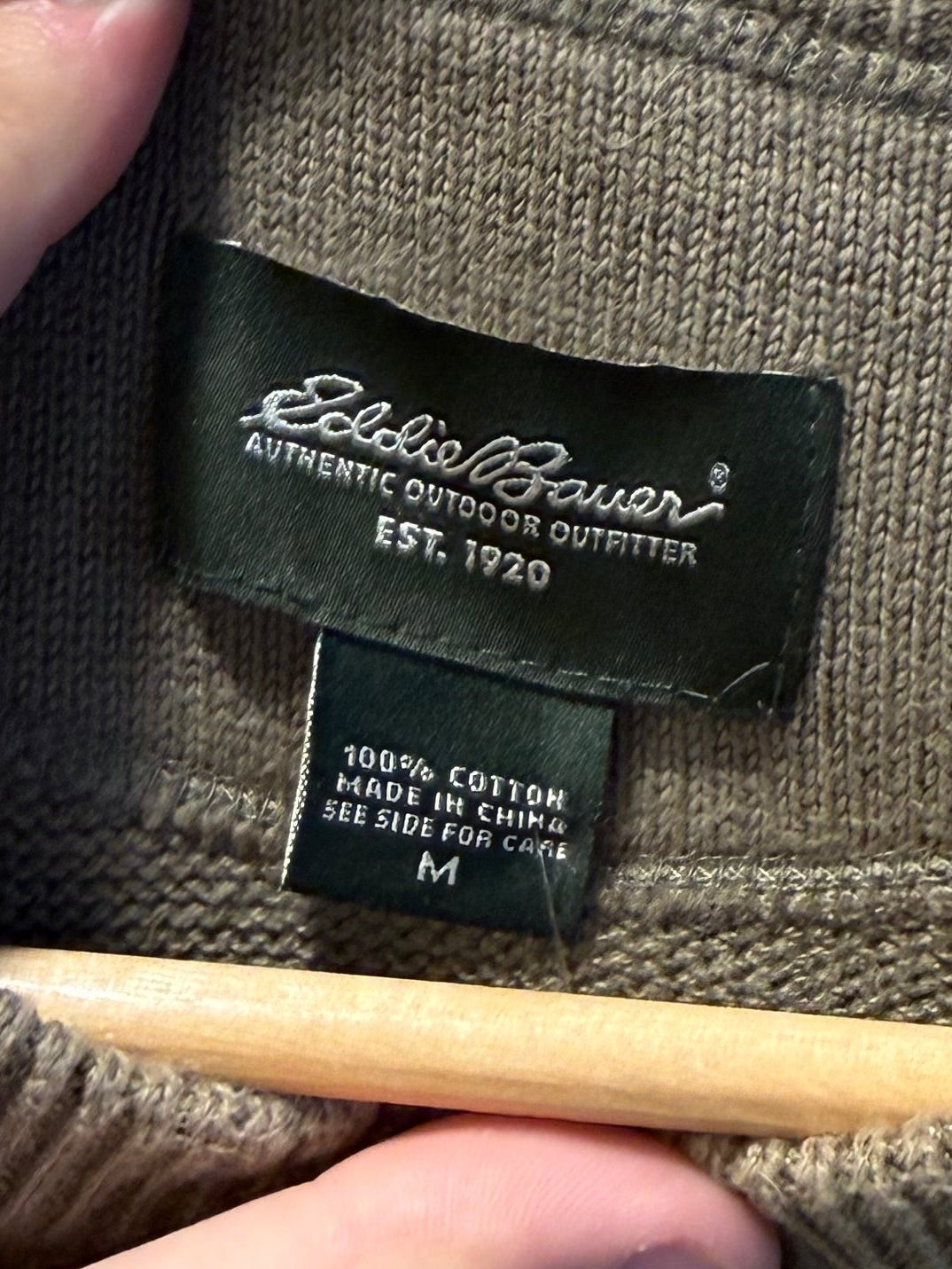 Vintage Eddie Bauer Neutral Tan Cotton Knit Sweater- M
