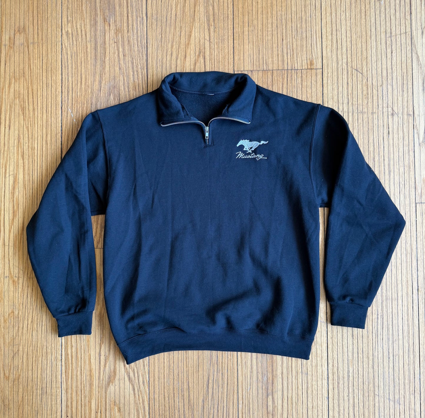 Vintage Ford Mustang Black Quarter-Zip Sweatshirt- L