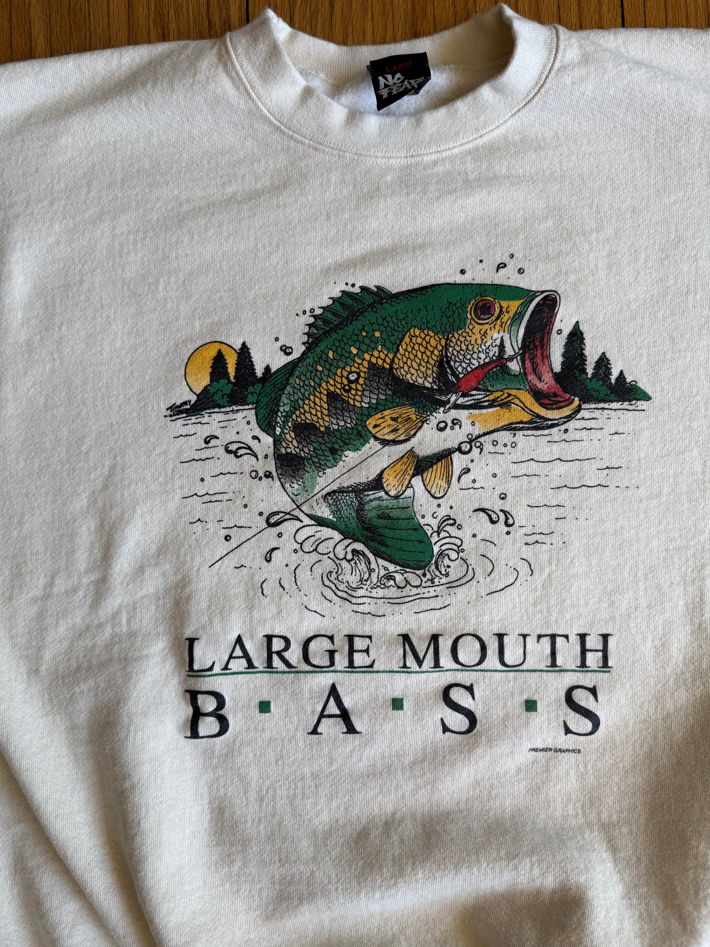 Vintage Large Mouth Bass No Fear White Crewneck Sweatshirt- XL