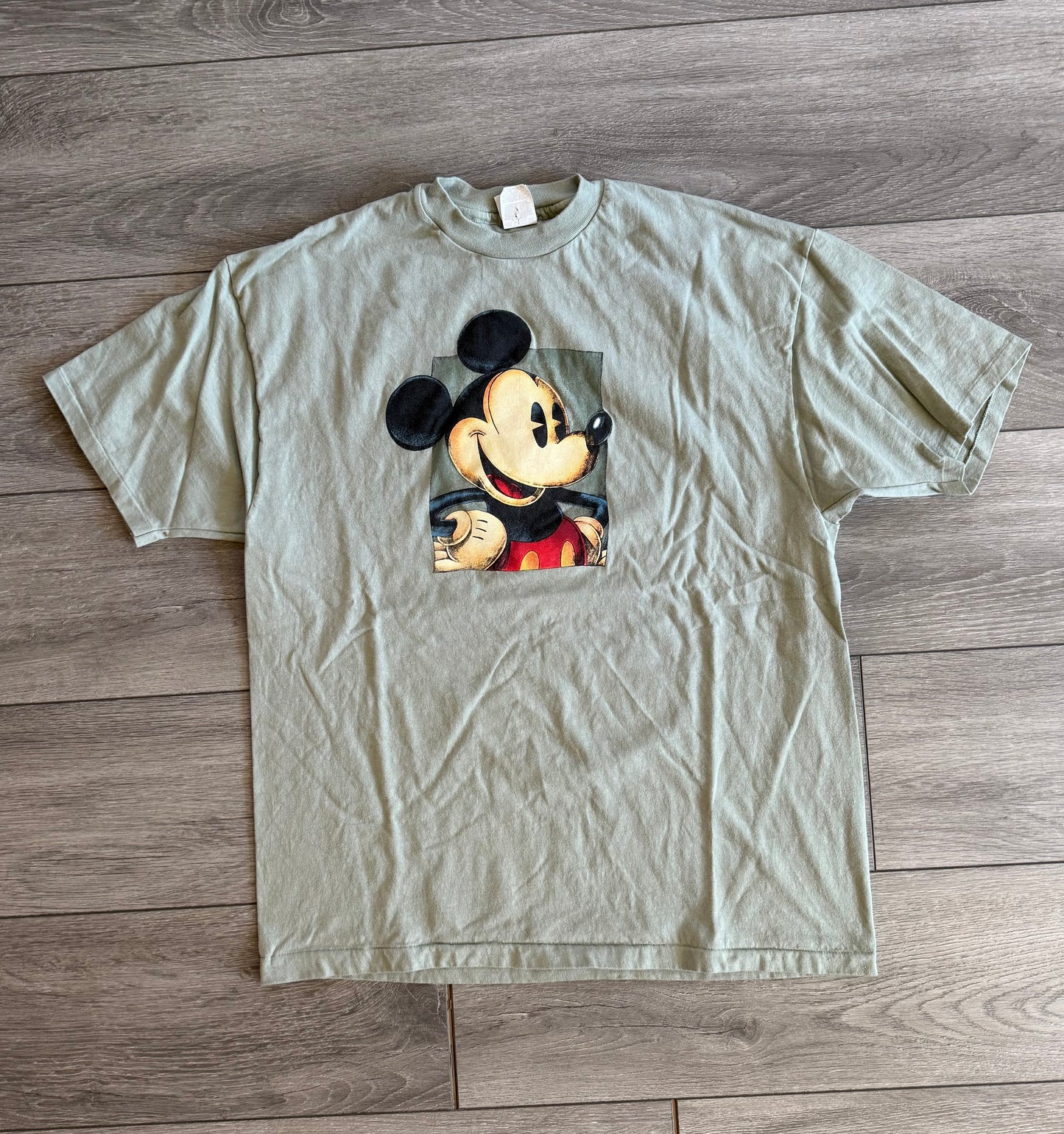 Vintage Disney Mickey Mouse Light Green Art T-Shirt- L