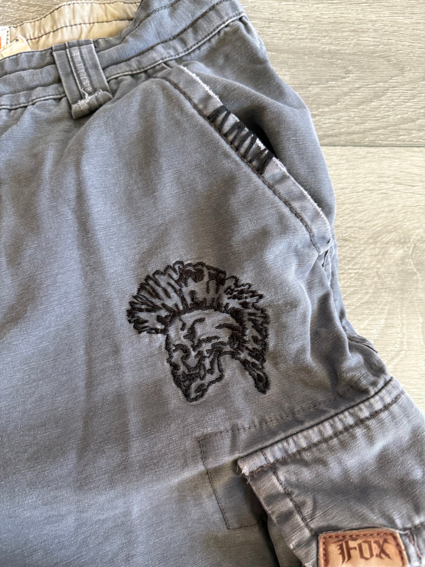 Vintage Fox Racing Y2K Embroidered Punk Cotton Canvas Cargo Shorts- 30