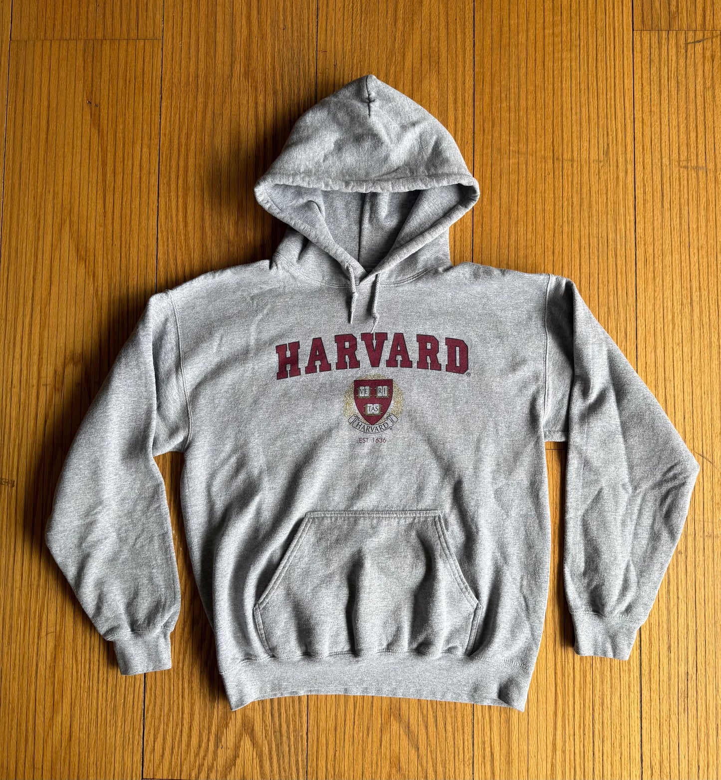 Vintage Harvard University Gray Hoodie Sweatshirt- M