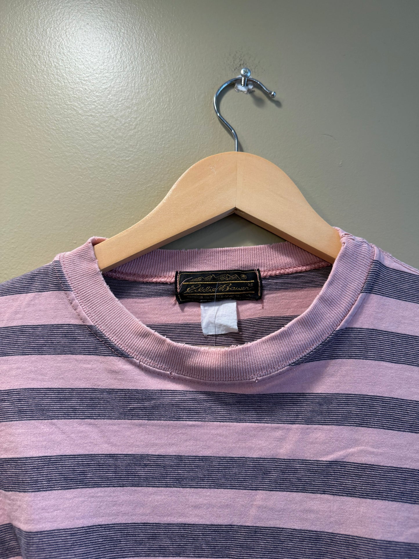 Vintage Eddie Bauer Pink Striped Long Sleeve T-Shirt- L
