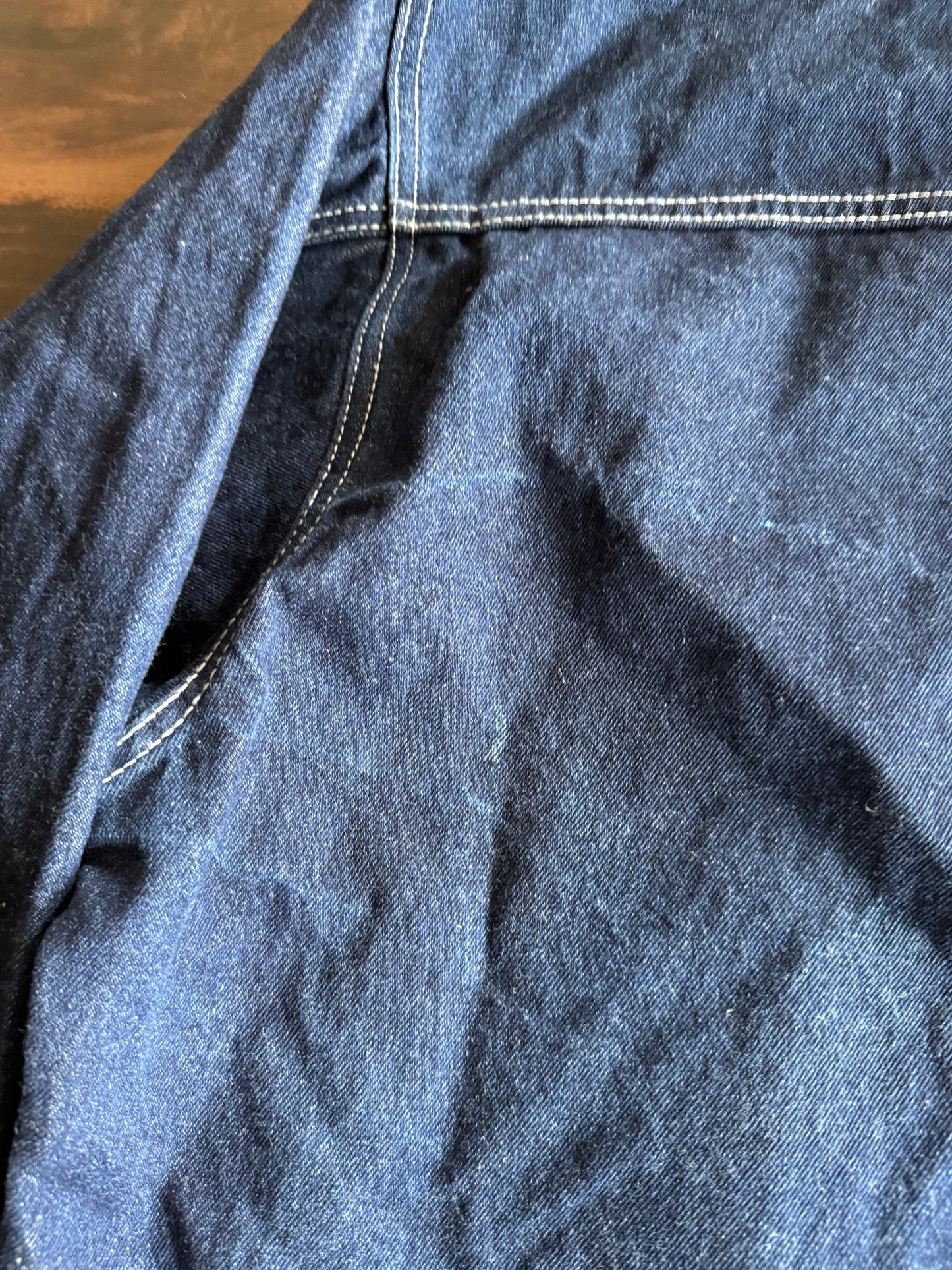 Vintage Dark Wash Denim Big Pocket Workwear Jacket- L
