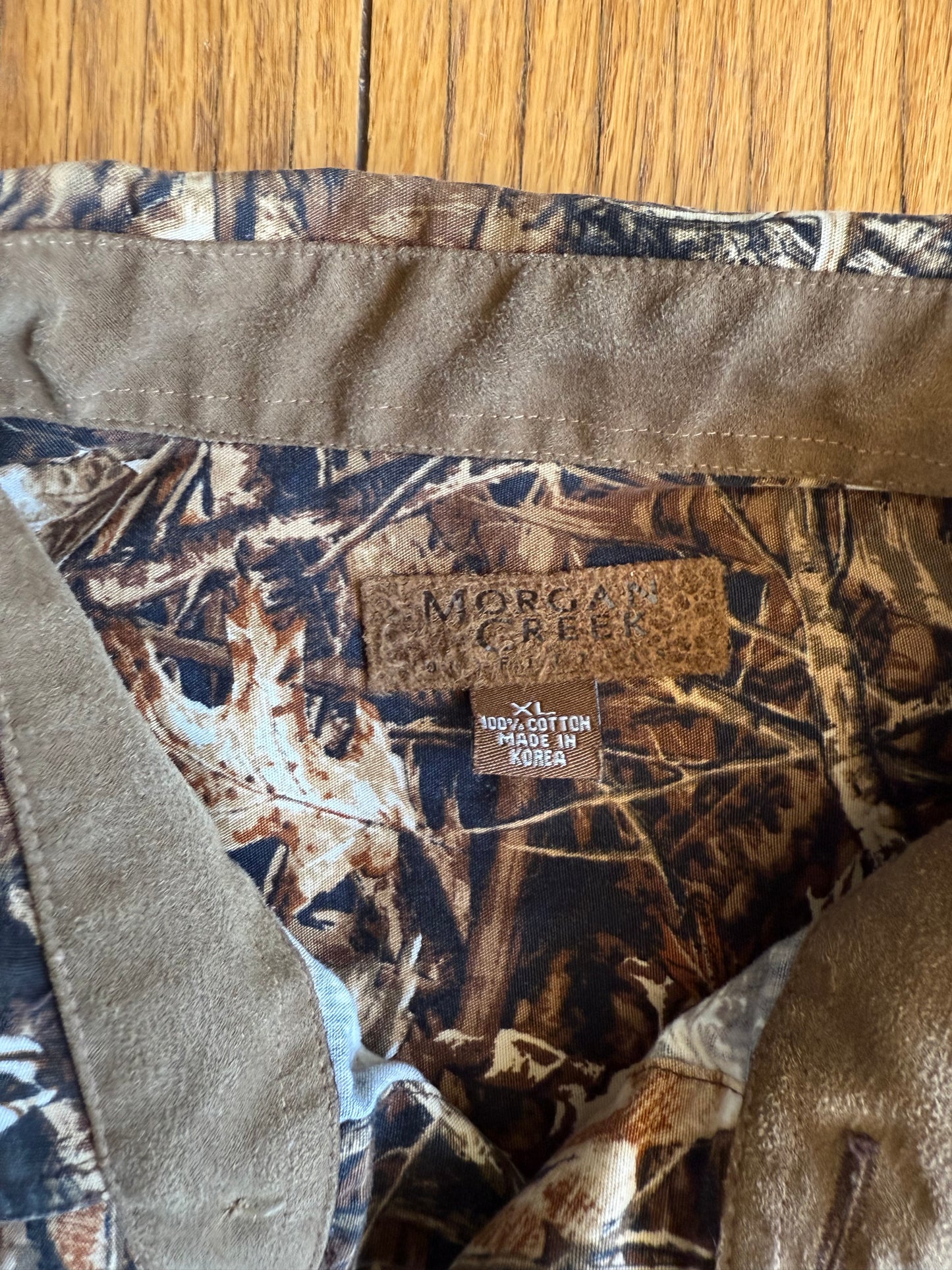 Vintage Deer Real Tree Camouflage Button-Up Long Sleeve Shirt- XL