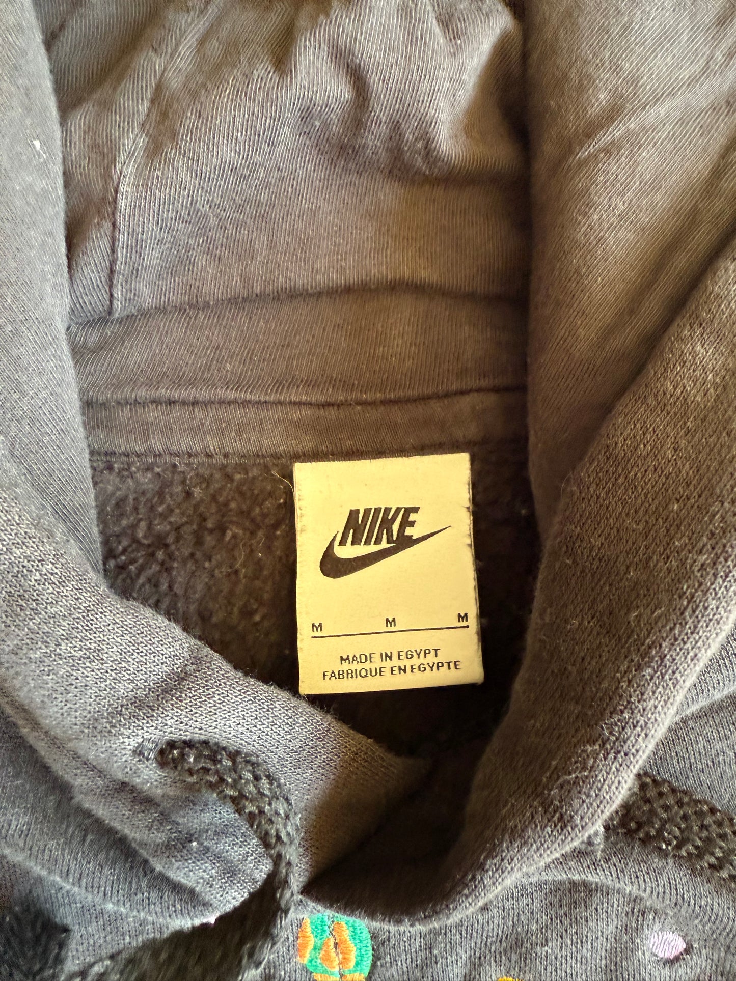 Nike Custom Embroidered Nature Big Swoosh Black Hoodie Sweatshirt- M
