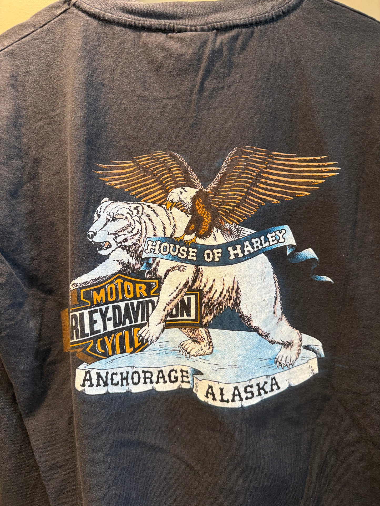 Vintage Harley Davidson Anchorage Alaska The Last Frontier T-Shirt- L