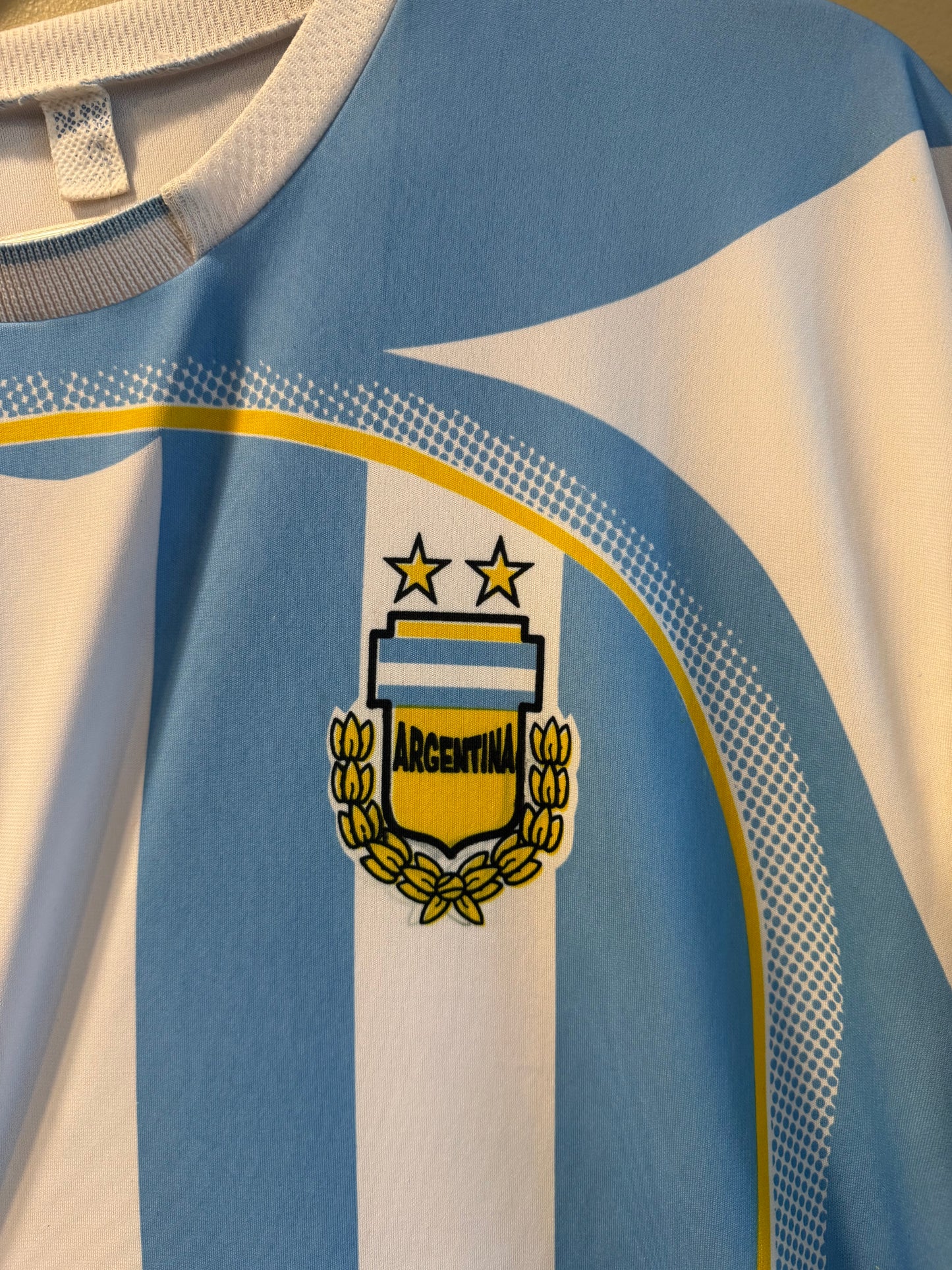 Vintage Argentina National Team Striped Blue Soccer Jersey- L
