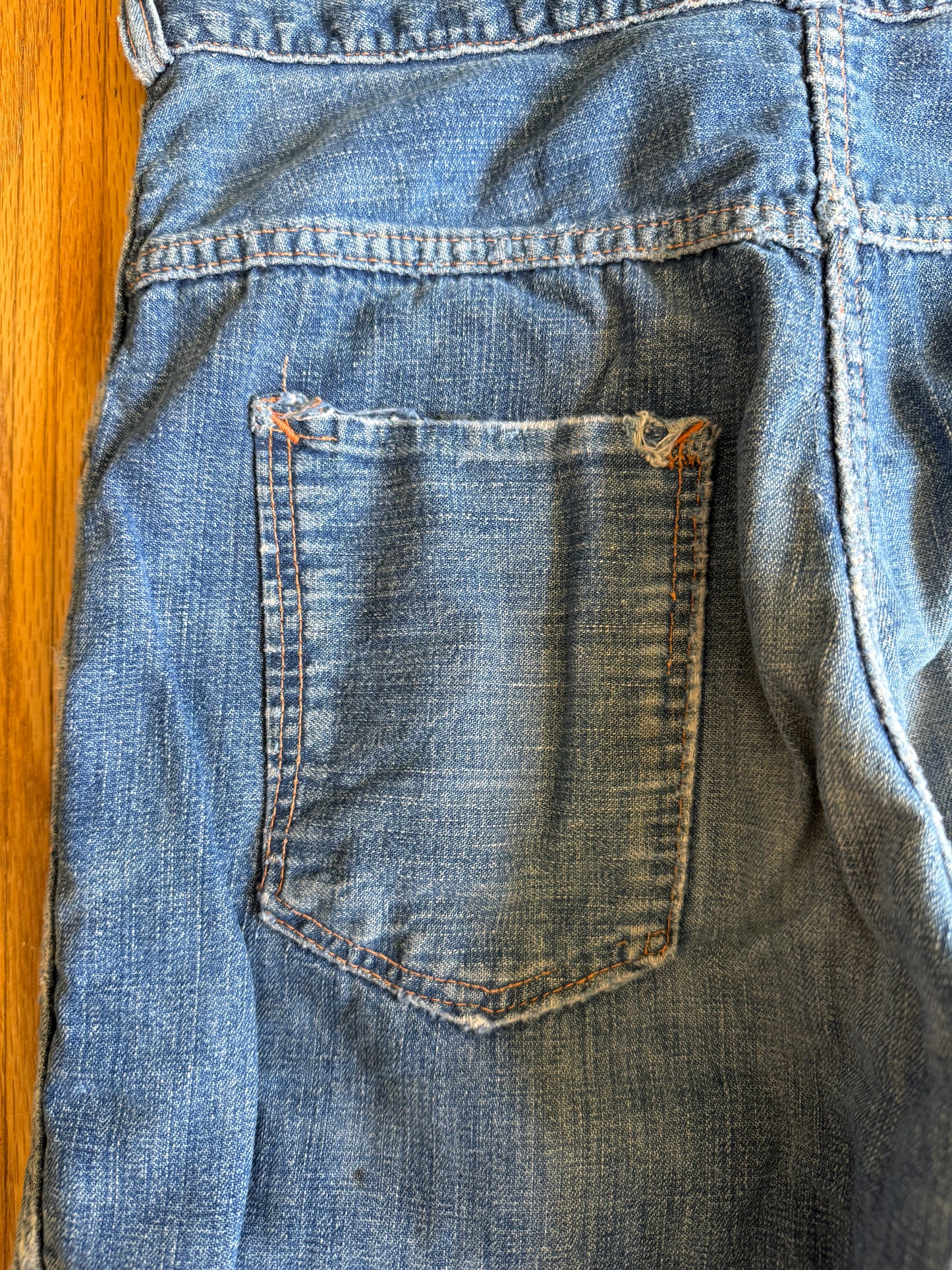 Vintage 70s Flannel-Lined Repaired Denim Jeans- 26x27