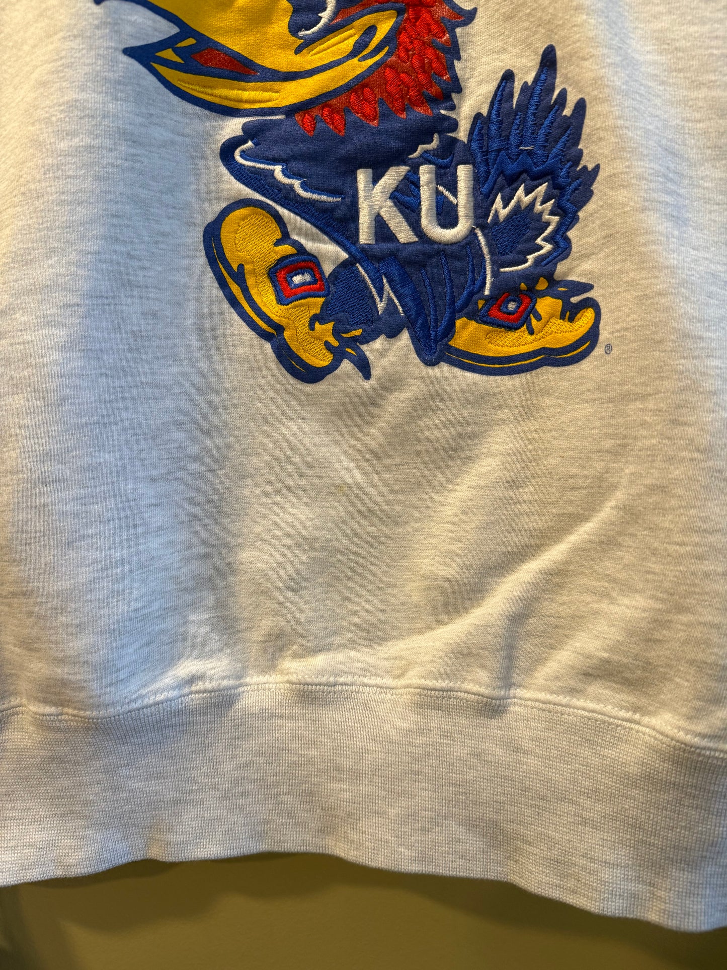 Vintage University of Kansas Jayhawks Chopped Neck Crewneck Sweatshirt- XL