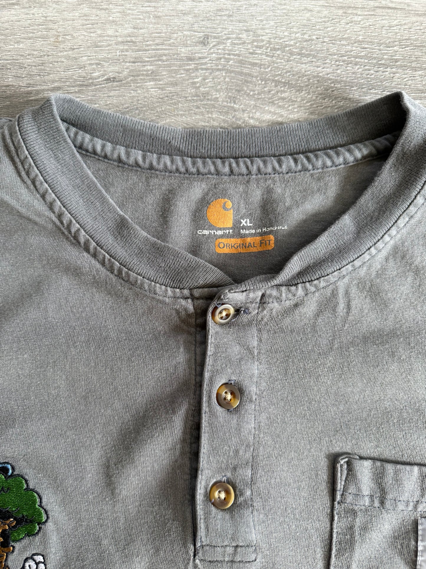 The Thrifting Tree Embroidered Carhartt Gray Pocket T-Shirt- XL