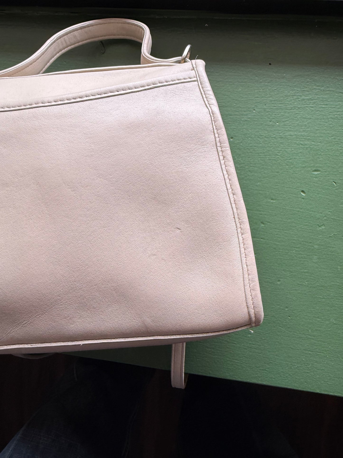 Vintage Coach Regina Flap Top Bone & Brass Crossbody Bag